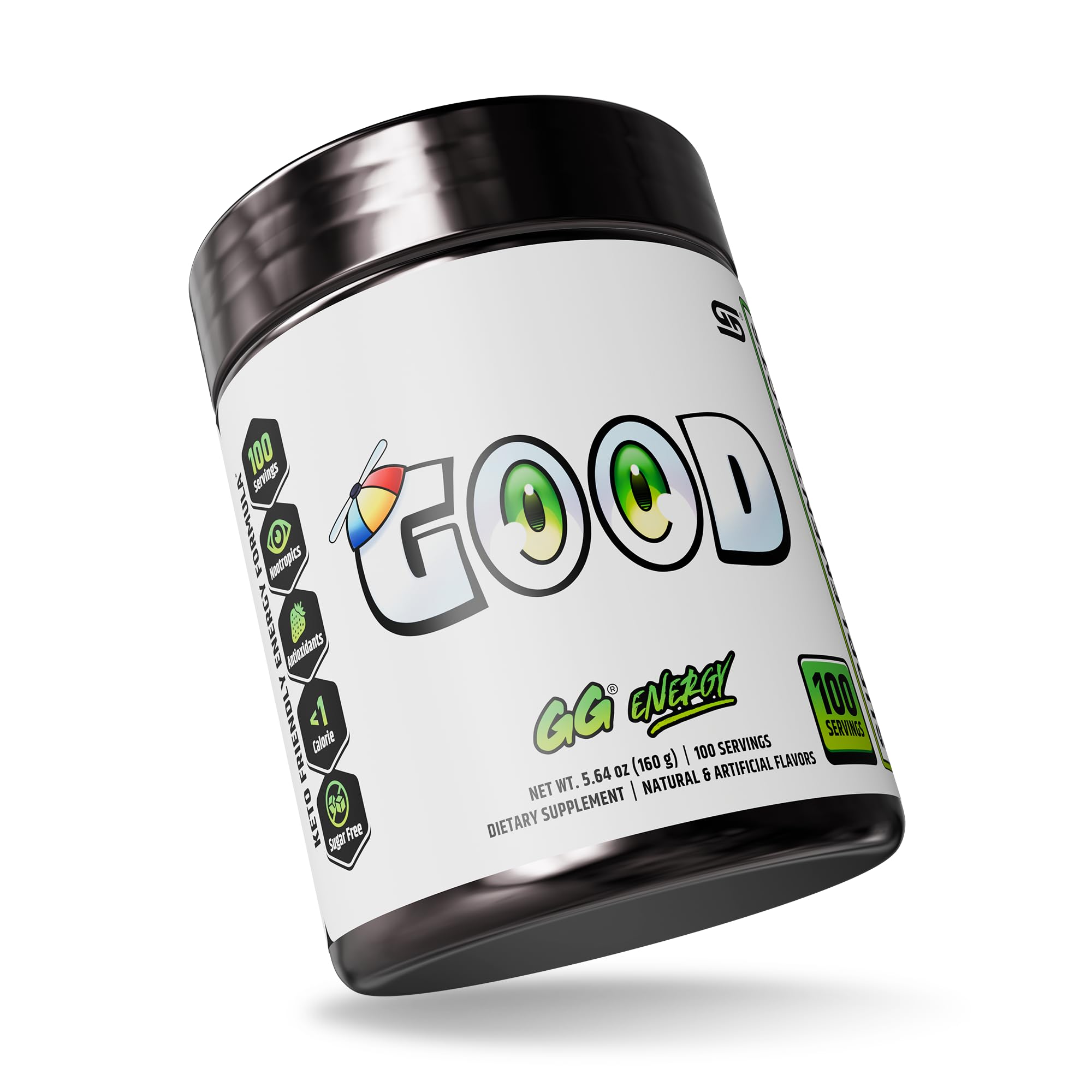 Gamer Supps GG Energy - Good by SMii7Y (100 Servings) - Keto Friendly Gaming Energy and Nootropic Blend, Sugar Free + Organic Caffeine + Vitamins + Immune Support, Powder Drink