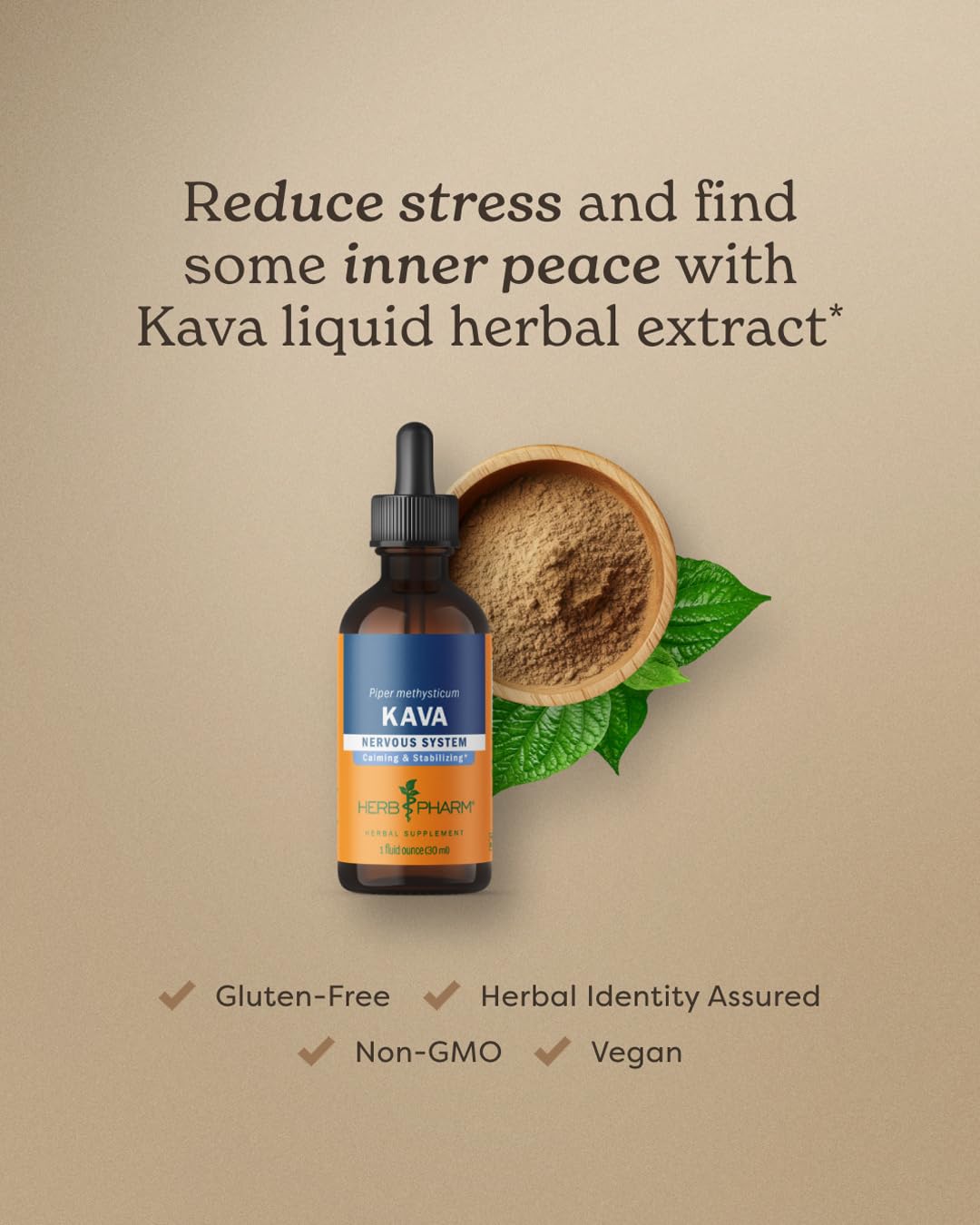 Herb Pharm Kava Root Liquid Extract to Reduce Stress and Promote Relaxation - 2 Ounce
