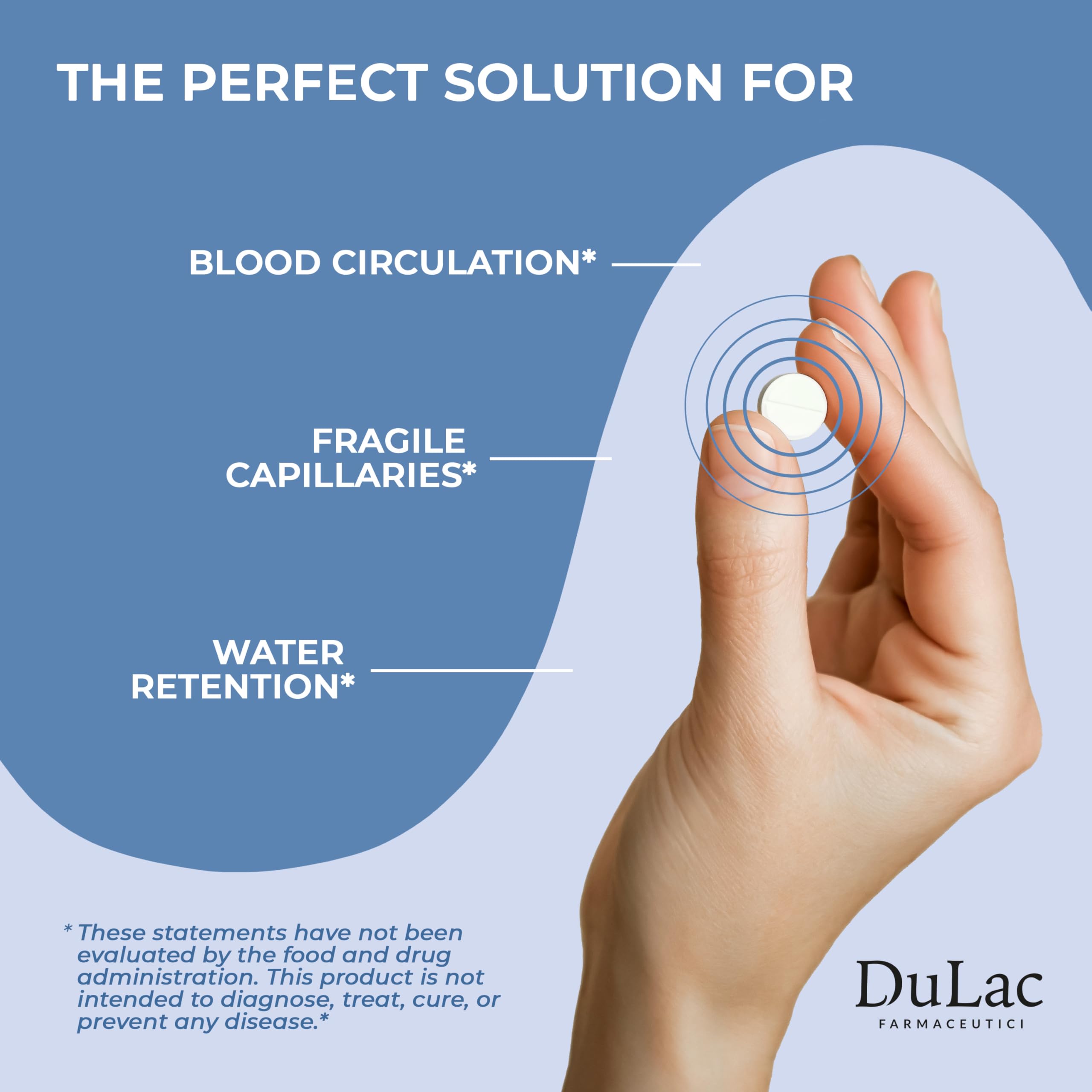 Dulac Diosmin 500, Micronized Diosmin Hesperidin Dietary Supplement 1000mg per serving, Horse Chestnut Extract, Butcher’s Broom & Red Grape Extract, Leg Circulation Support, 80 Tablets, Made in Italy