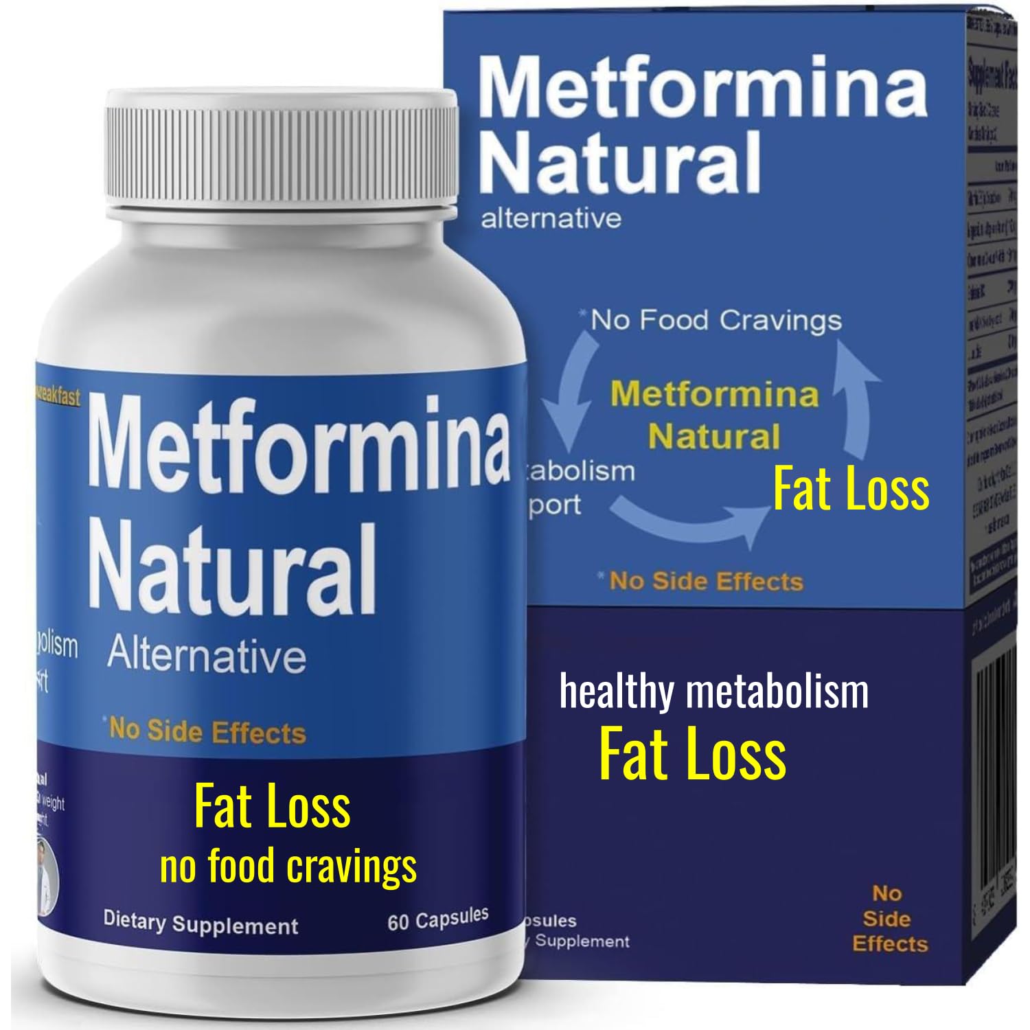 METFORMINA Natural - Weight Loss Aid - Metabolism Support - Dr Salomon (60 Capsules)