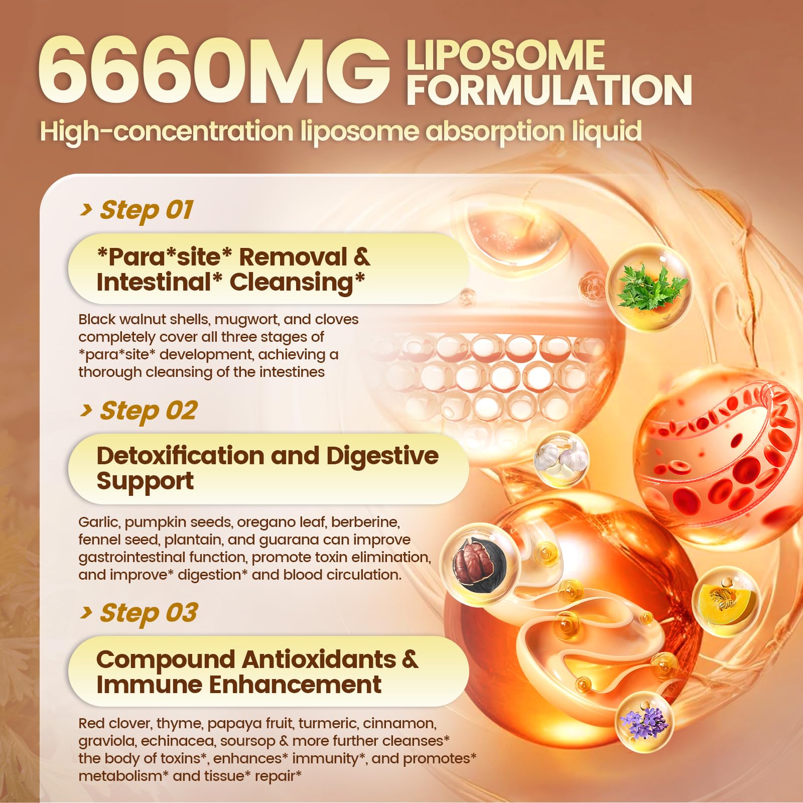 25-in-1 Liposomal Black Walnut Wormwood Clove Tincture, 6660mg Cleanse for Humans Drops Liquid, Lymphatic Support with Garlic, Mullein, Soursop, Pumpkin Seed, Berberine, Turmeric, Echinacea, Cinnamon