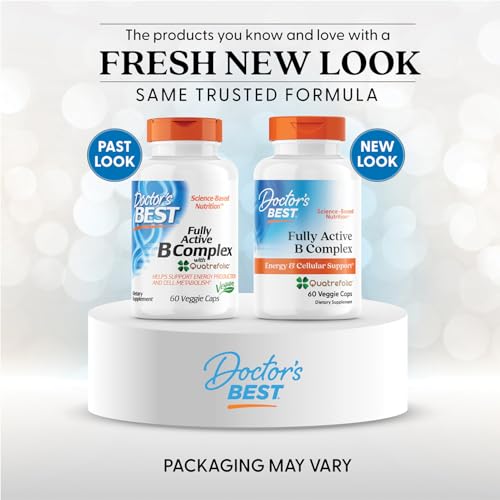 Doctor's Best Fully Active Vitamin B Complex Supplement for Men & Women - Super Complex with Methylated B12 & Folate, B6, Biotin, Pantothenic Acid, & More, Energy Support Caps - 60 Veggie Capsules