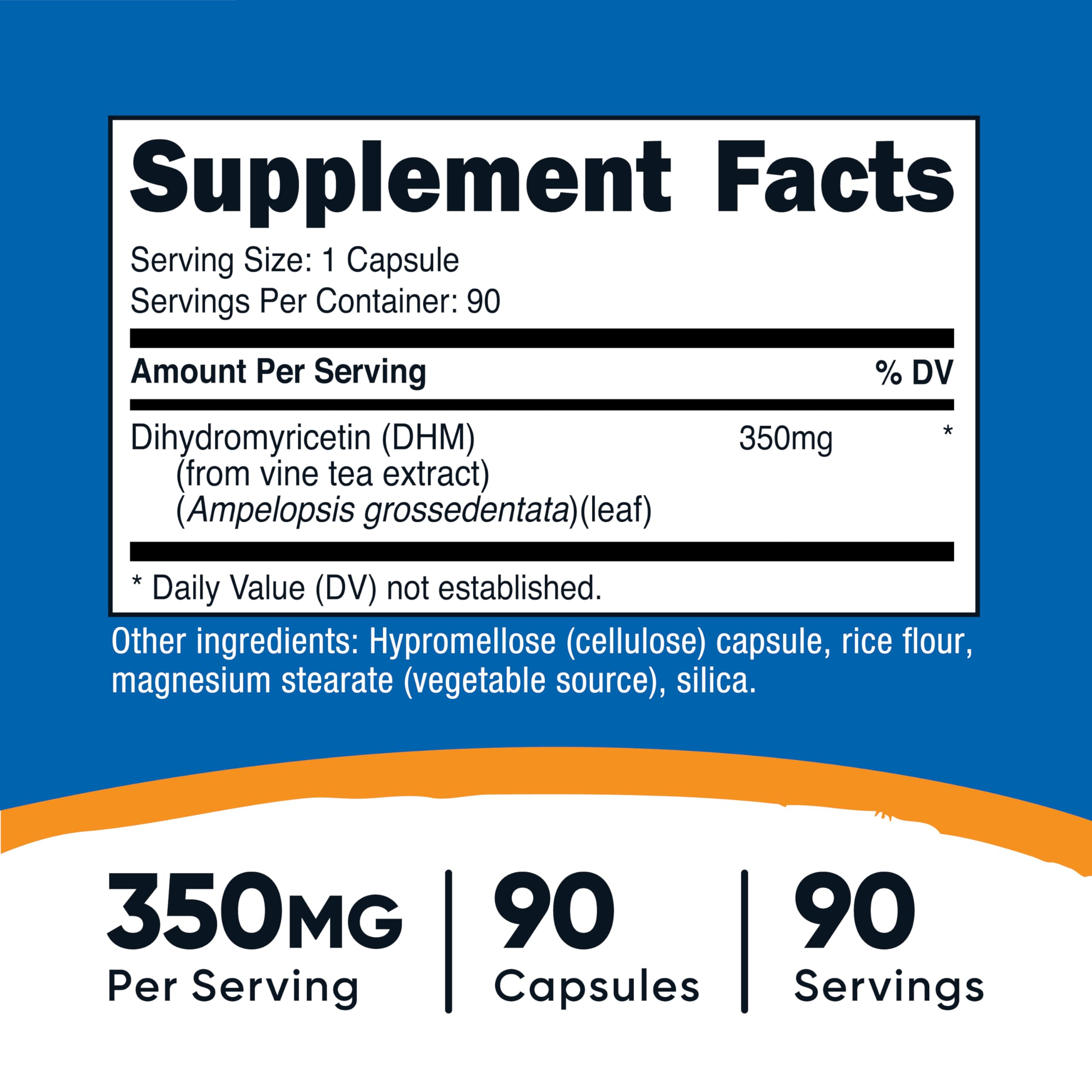 Nutricost Dihydromyricetin (DHM) Capsules (350mg, 90 Capsules) - Vegan, Non-GMO, 90 Servings