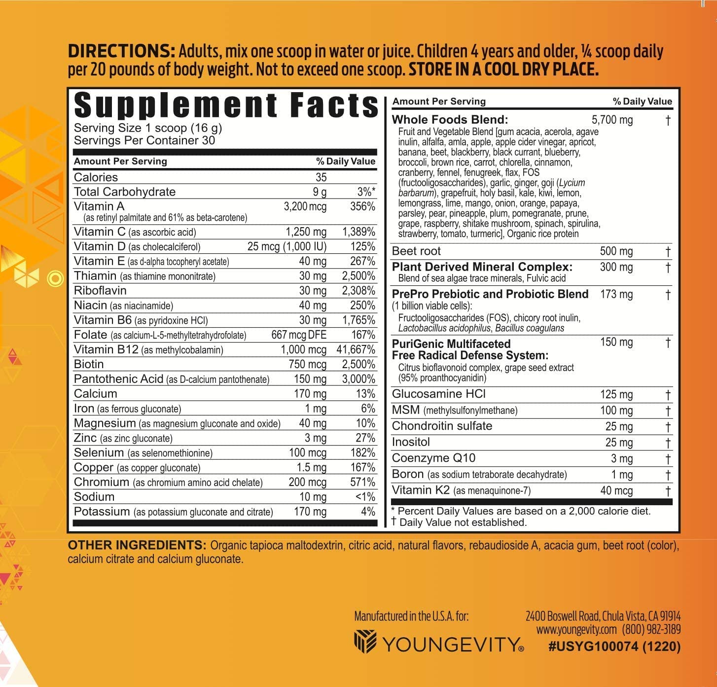 Youngevity Beyond Tangy Tangerine 2.5 Tropical Tangerine Ultimate Multi-Vitamin & Mineral Complex - Made With Natural & Whole Foods | 8,000 ORAC (3)