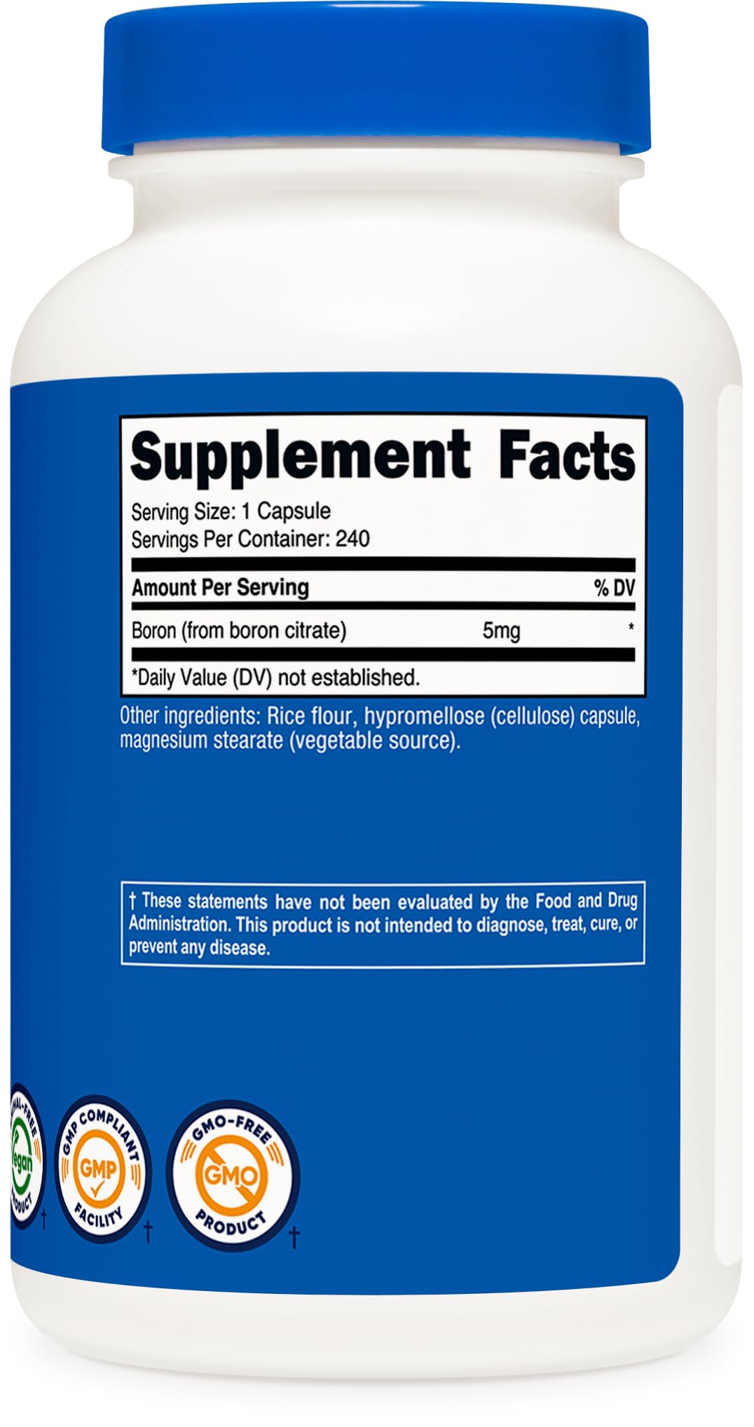 Nutricost Boron Capsules 5mg, 240 Vegetarian Capsules - Gluten Free and Non-GMO