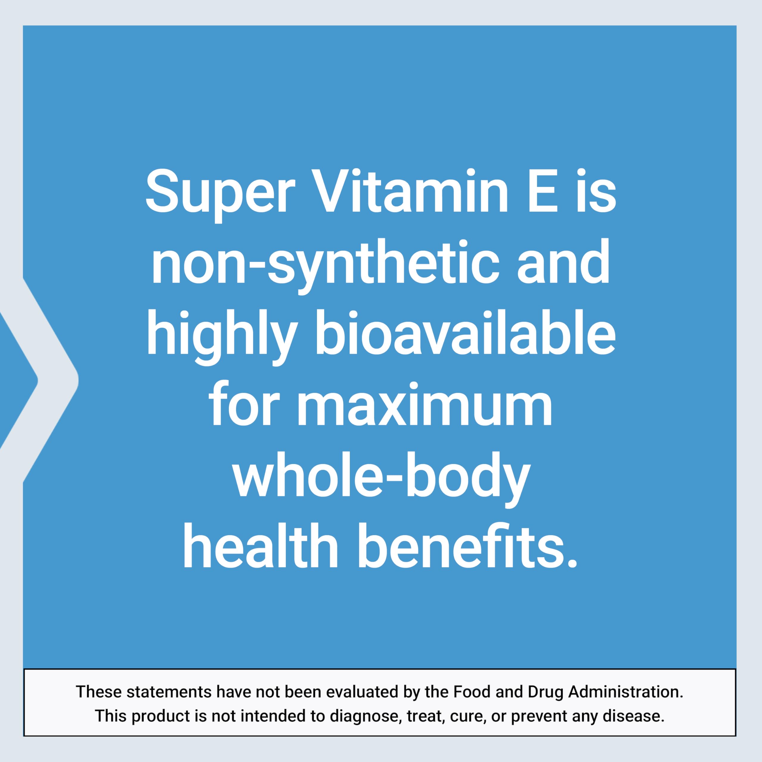 Life Extension Super Vitamin E, 268 mg (400 IU), Non-Synthetic Vitamin E Supplement Promotes Whole-Body Health, Gluten-Free, Non-GMO, 90 softgels