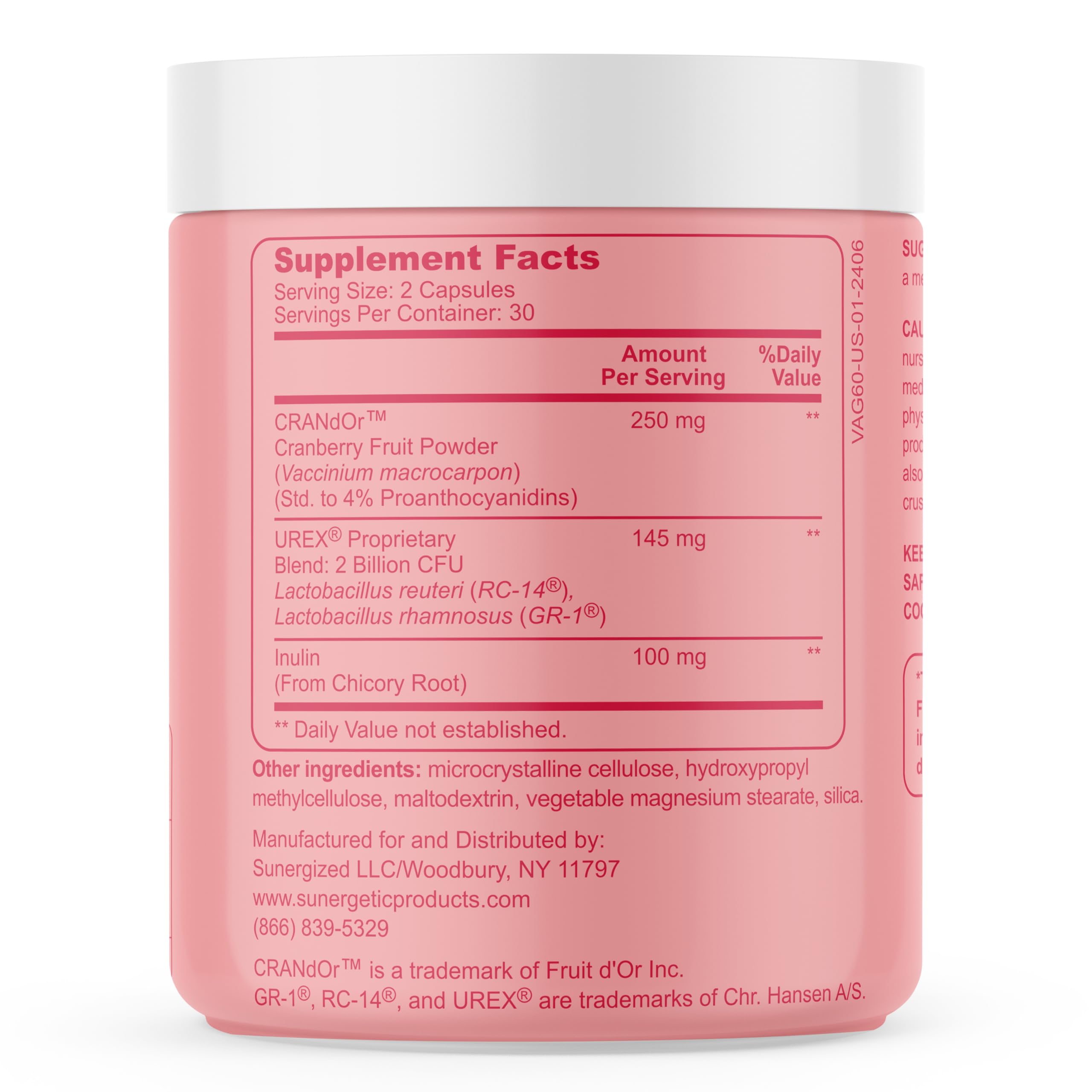 Premium Vaginal Probiotics for Women – Clinically Studied Lactobacillus Vaginal Probiotic with Prebiotic & Cranberry to Balance PH, Reduce Odor, Urinary Tract Support & Feminine Health – 60 Capsules