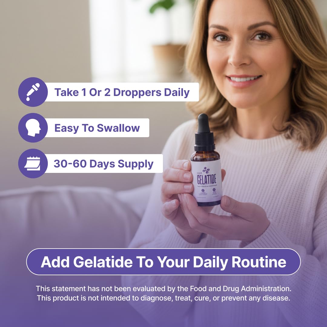 GELATIDE Liquid Drops with Botanical Extracts – Natural Formula with Maca, Grape Seed Extract, Chromium & Herbal Blend – Non-GMO, Stimulant-Free – Made in USA – 2 fl oz, 60 Serving, 2 Month Supply