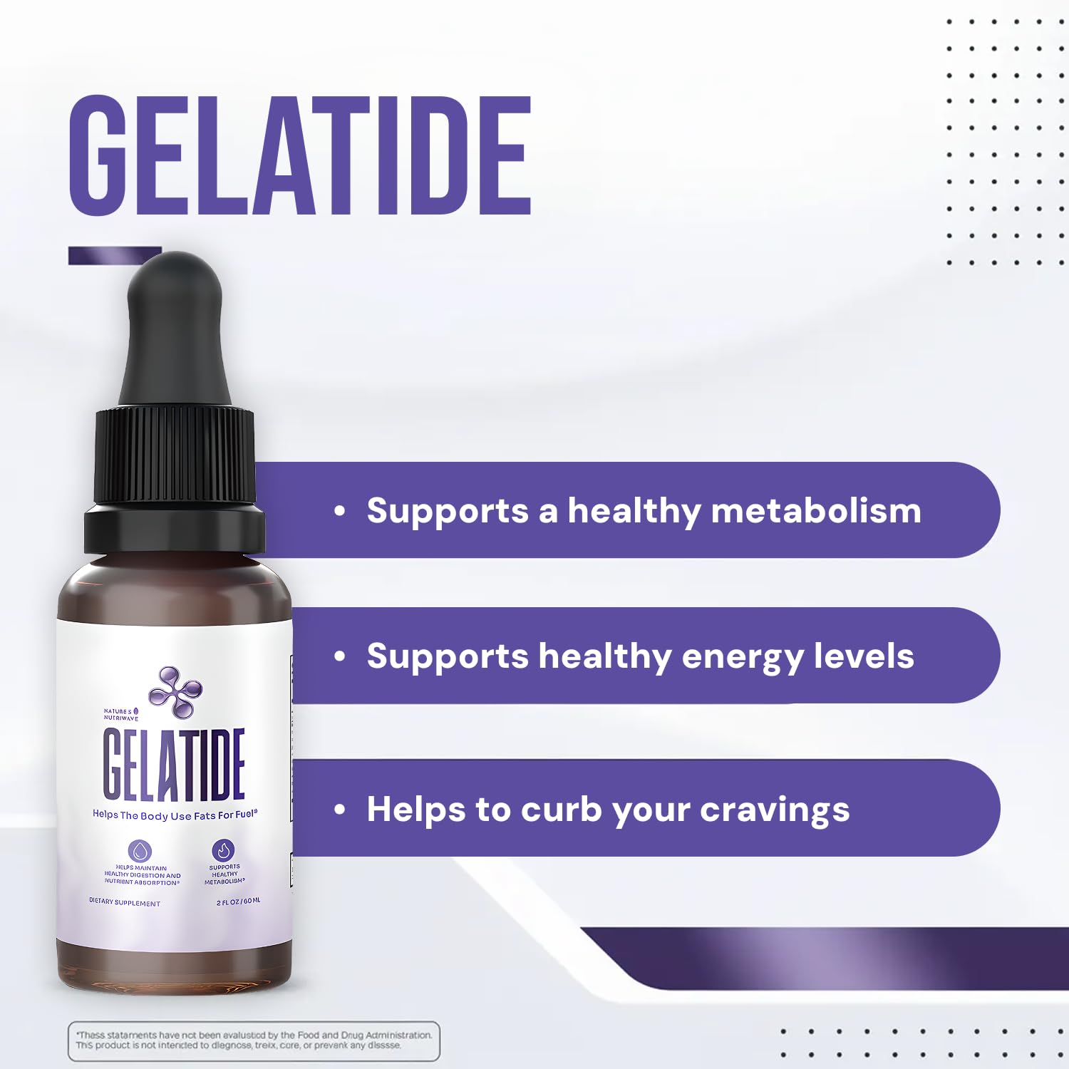 GELATIDE Liquid Drops with Botanical Extracts – Natural Formula with Maca, Grape Seed Extract, Chromium & Herbal Blend – Non-GMO, Stimulant-Free – Made in USA – 2 fl oz, 60 Serving, 2 Month Supply