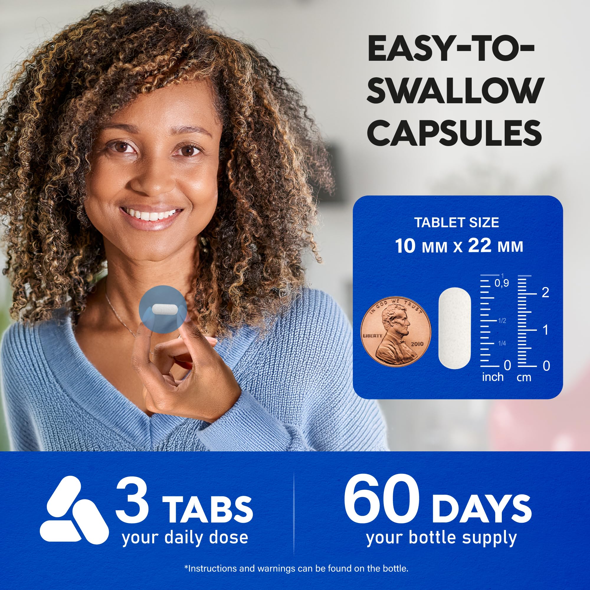 Calcium 1200 mg with Vitamin D3 - Calcium Citrate Supplements for Women & Men - Bone Health, Strength & Density - High Absorption & Slow Release - Lab Tested, Made in USA - 180 Tablets, 60 Days Supply