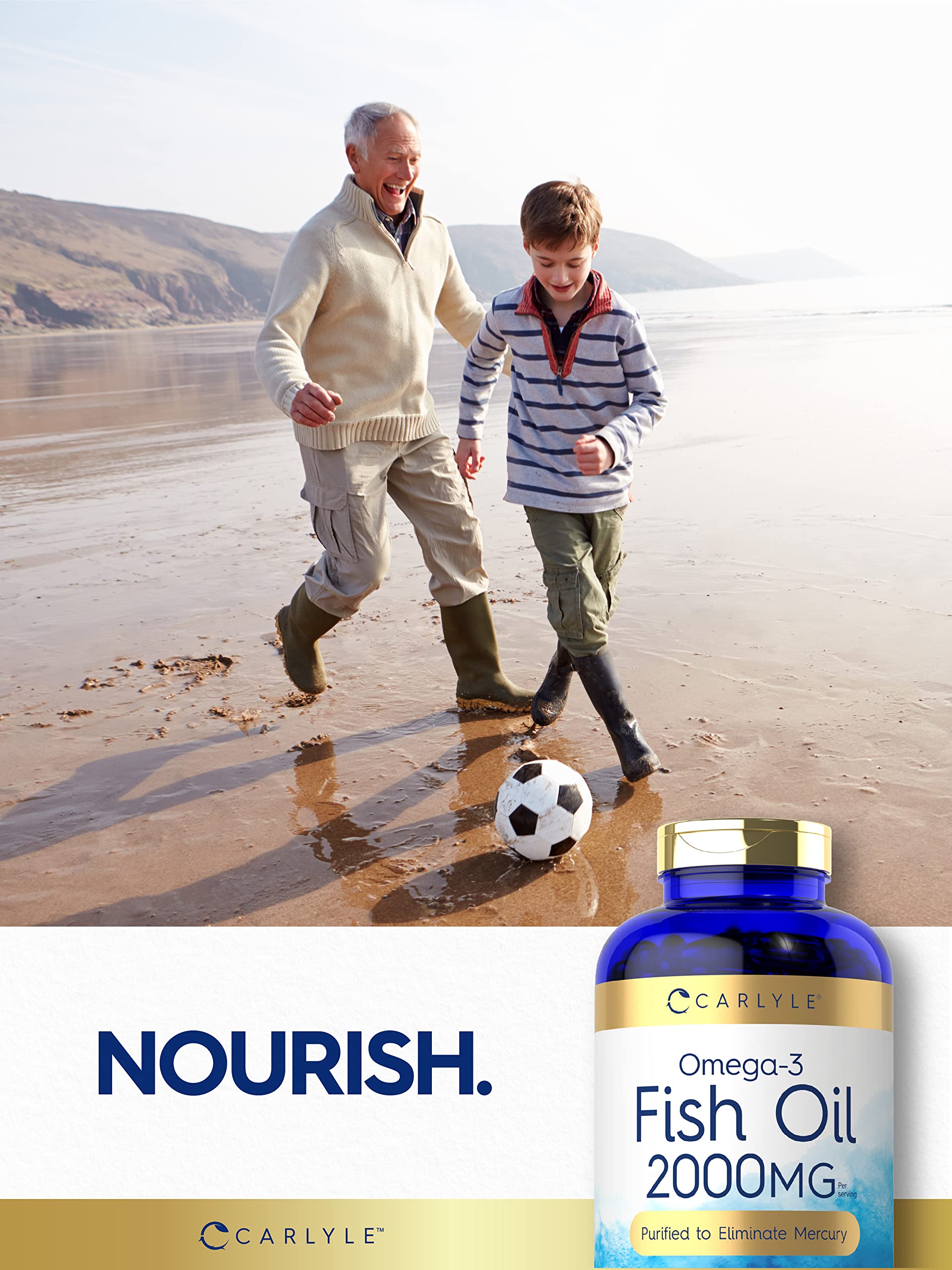 Carlyle Fish Oil Omega 3 Supplements | 2000mg | 320 Softgels | EPA & DHA | 600mg Total Omega-3 | Non-GMO, Gluten Free Pills