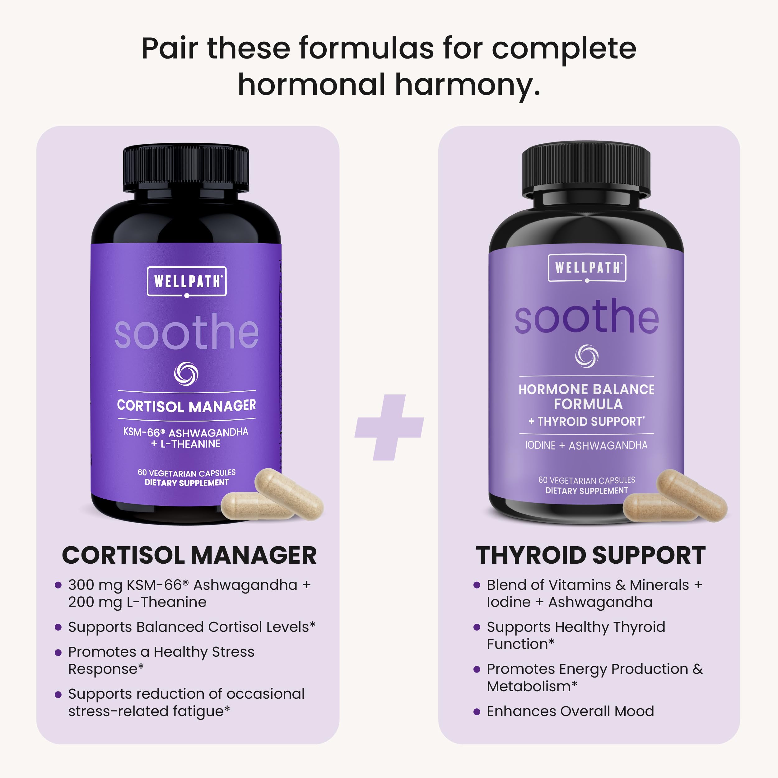 WellPath Soothe Cortisol Manager - Cortisol Supplements for Women with KSM-66® Ashwagandha & L-Theanine - Stress Support, Detox - 11-in-1 Complex, Vegan, Made in USA, Non-GMO, 60 Ct