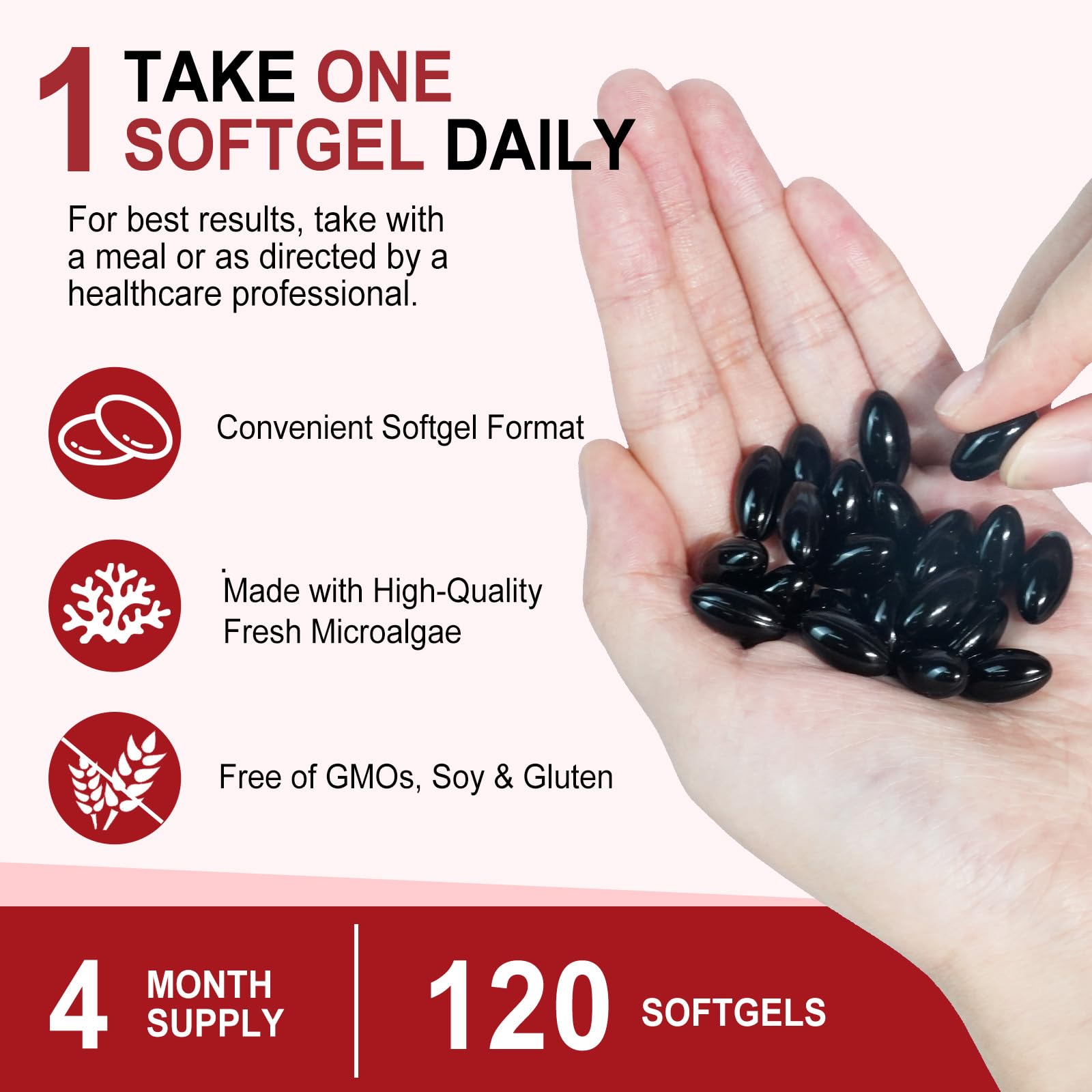 Astaxanthin Supplements 12mg 120 Softgels, Premium Astaxanthin Antioxidant Supplement, Supports Eye, Skin, Joint, Brain, Heart & Immune System Health, Fresh Microalgae Source, Non-GMO & No Gluten