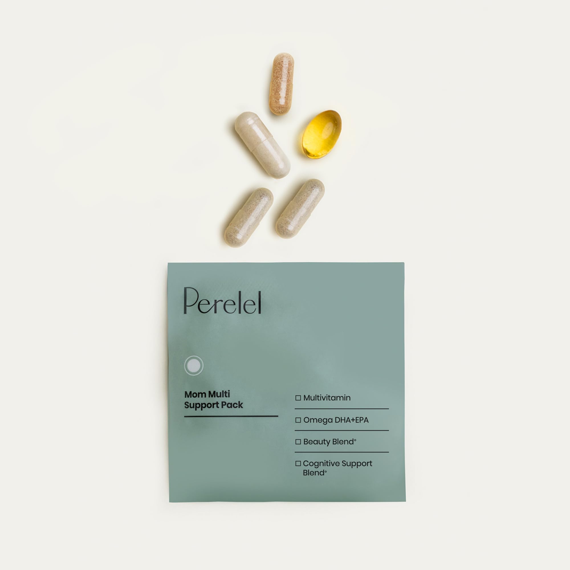 Perelel Mom Multi Support Pack, Postnatal Vitamins for Women with Omega 3 Dha, Iron, Collagen, & Vitamin B12 to Support Postpartum Health, Soy & Gluten Free, Non GMO, 30 Daily Pill Packs