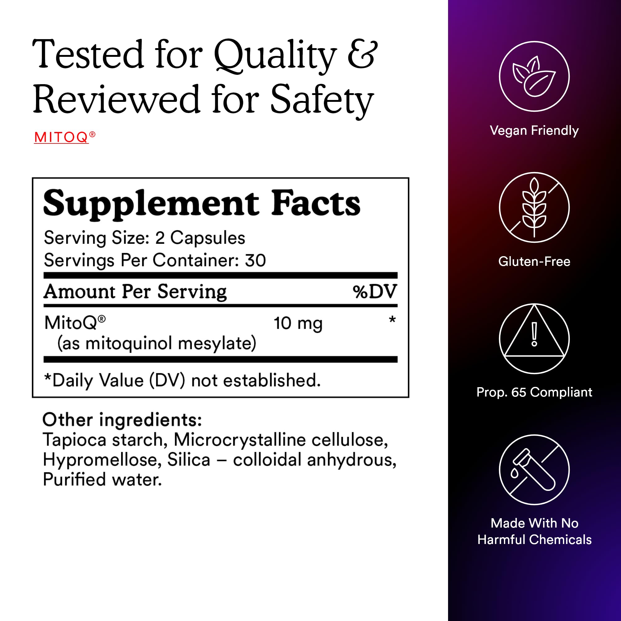MitoQ Pure Advanced Mitochondria Supplement Superior Bioavailability to CoQ10 | Reduces Free Radical Damage for Healthy Aging, Metabolism, Heart Health, Energy, Strength & Mobility