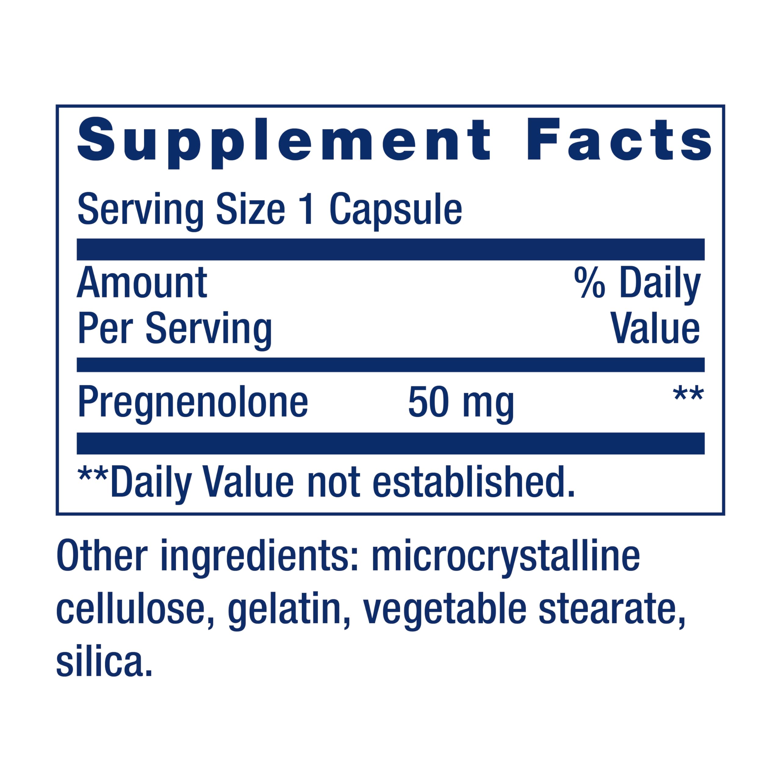 Life Extension Pregnenolone, neurohormone, Promotes Memory Health and Brain Plasticity, Gluten-Free, Non-GMO, 100 Capsules
