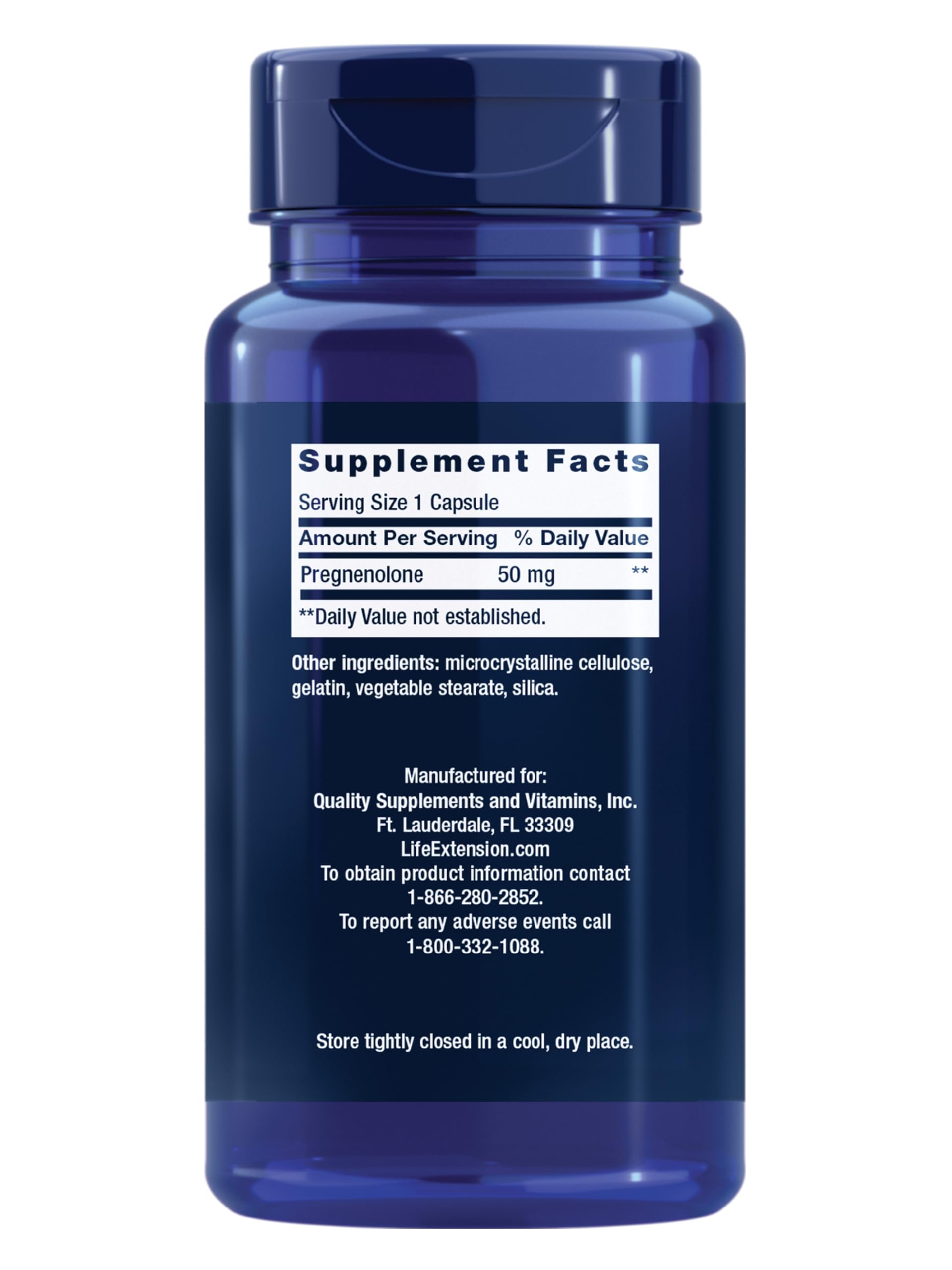 Life Extension Pregnenolone, neurohormone, Promotes Memory Health and Brain Plasticity, Gluten-Free, Non-GMO, 100 Capsules