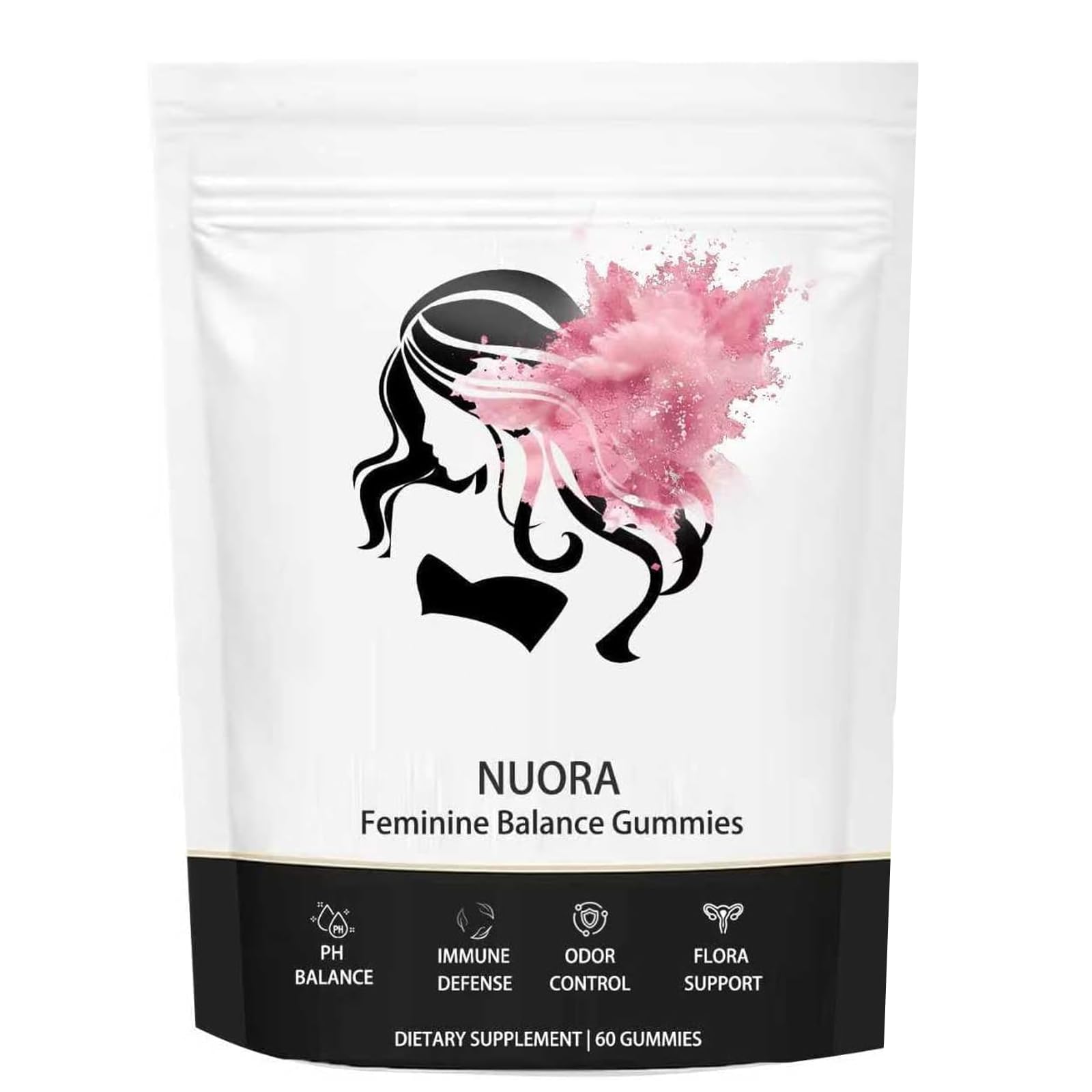 nuora Feminine Balance Gummies, Vegan Hawaiian Pineapple, pH Balance, Healthy Odor, Flora and Immune Support, Vaginal Health Support, 60 Count