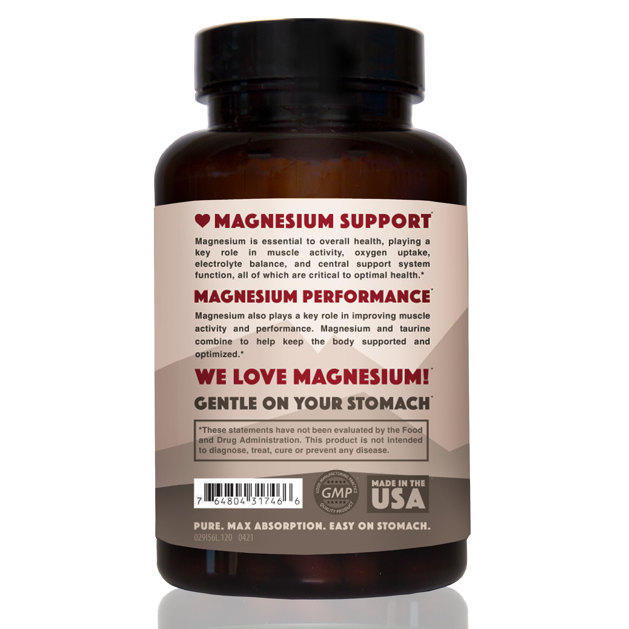 Magnesium Taurate 750mg (150mg Elemental Magnesium) – 120 Vegetarian Capsules – High-Absorption Magnesium Taurate Supplement for Heart, Muscle, and Nerve Support – Non-GMO, Gluten-Free, Made in USA