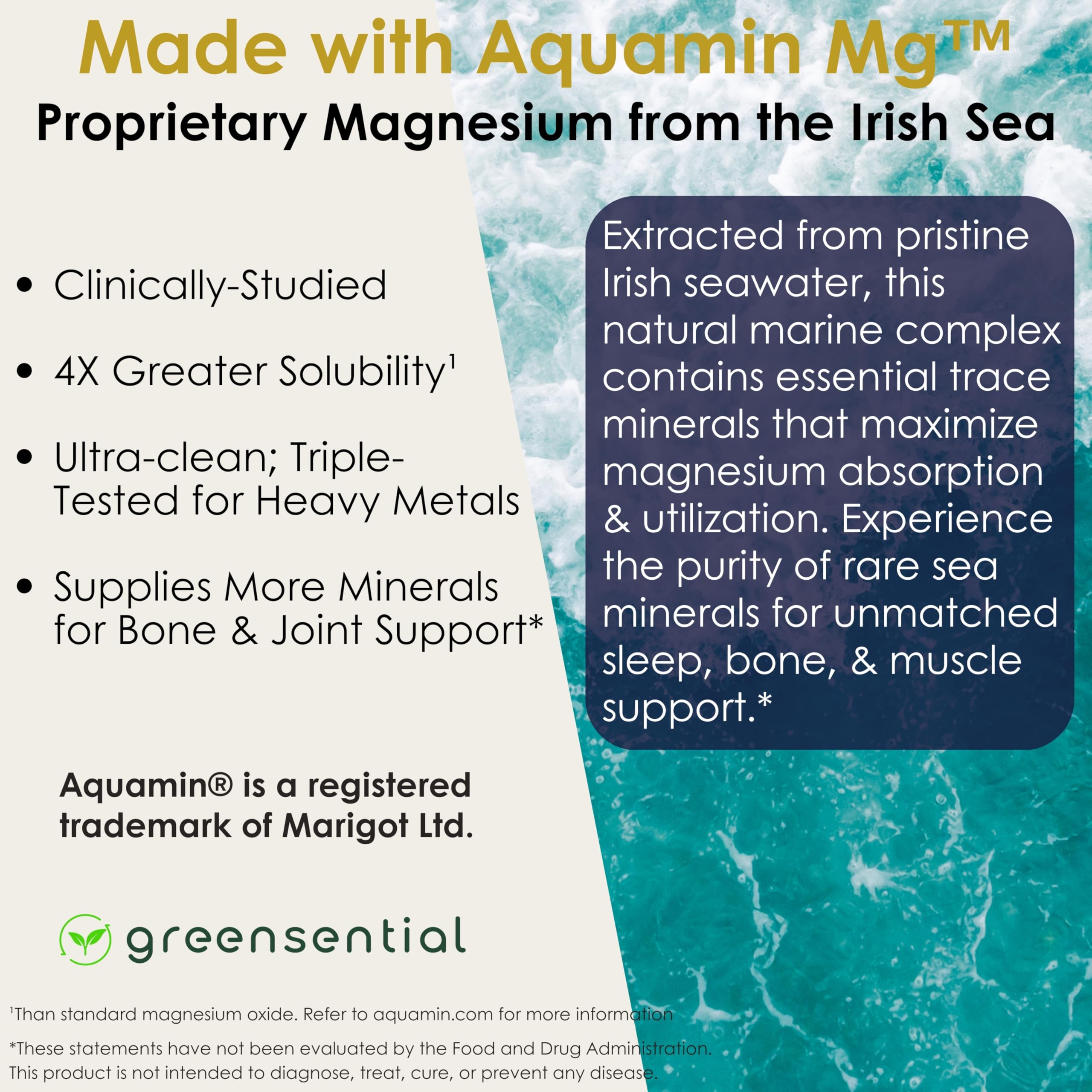 Greensential 5-in-1 Magnesium Complex 500mg | 2-Month Supply | Glycinate, Citrate, Malate, Oxide & Aquamin® | for Sleep, Muscle & Heart Support | High Absorption, 120 Capsules