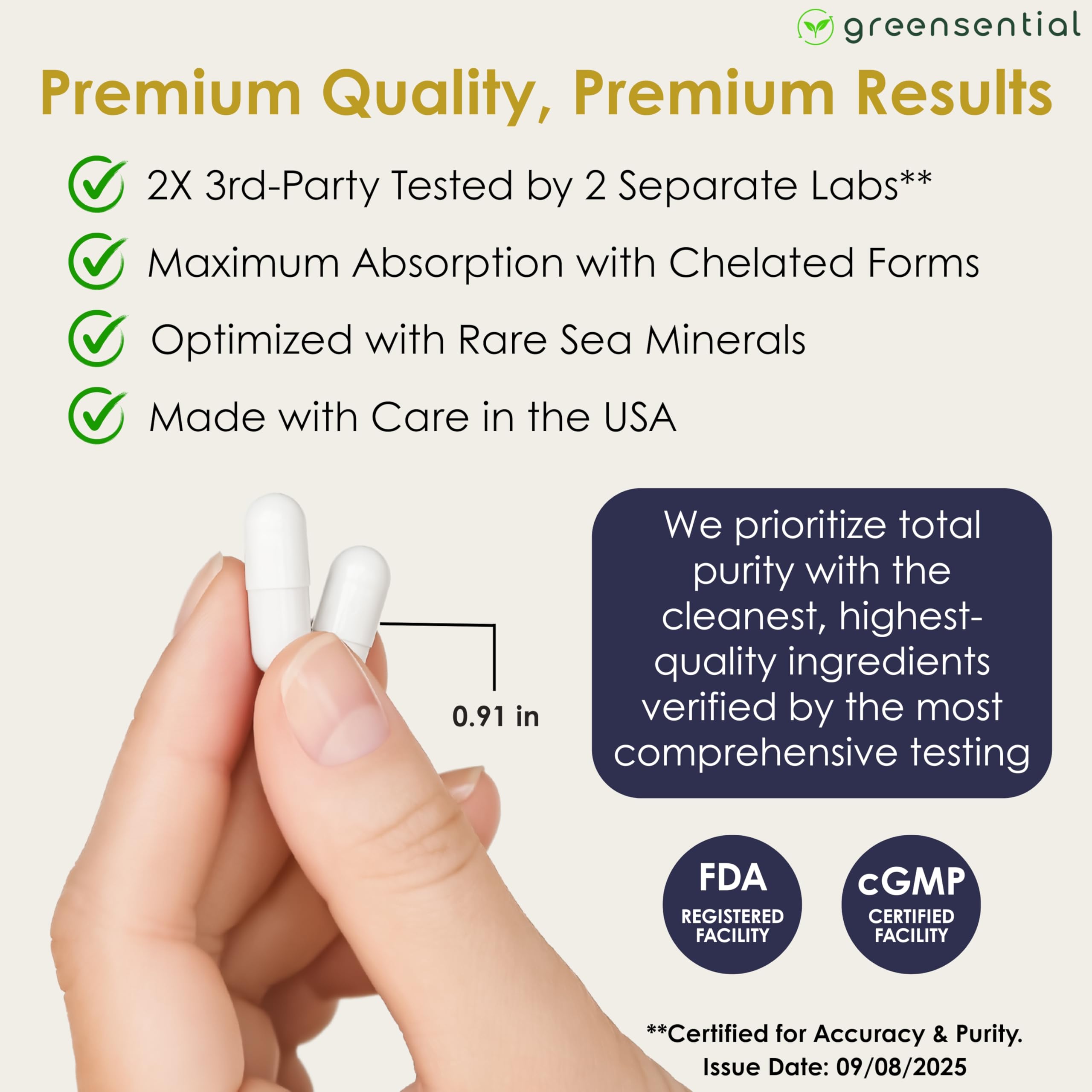 Greensential 5-in-1 Magnesium Complex 500mg | 2-Month Supply | Glycinate, Citrate, Malate, Oxide & Aquamin® | for Sleep, Muscle & Heart Support | High Absorption, 120 Capsules