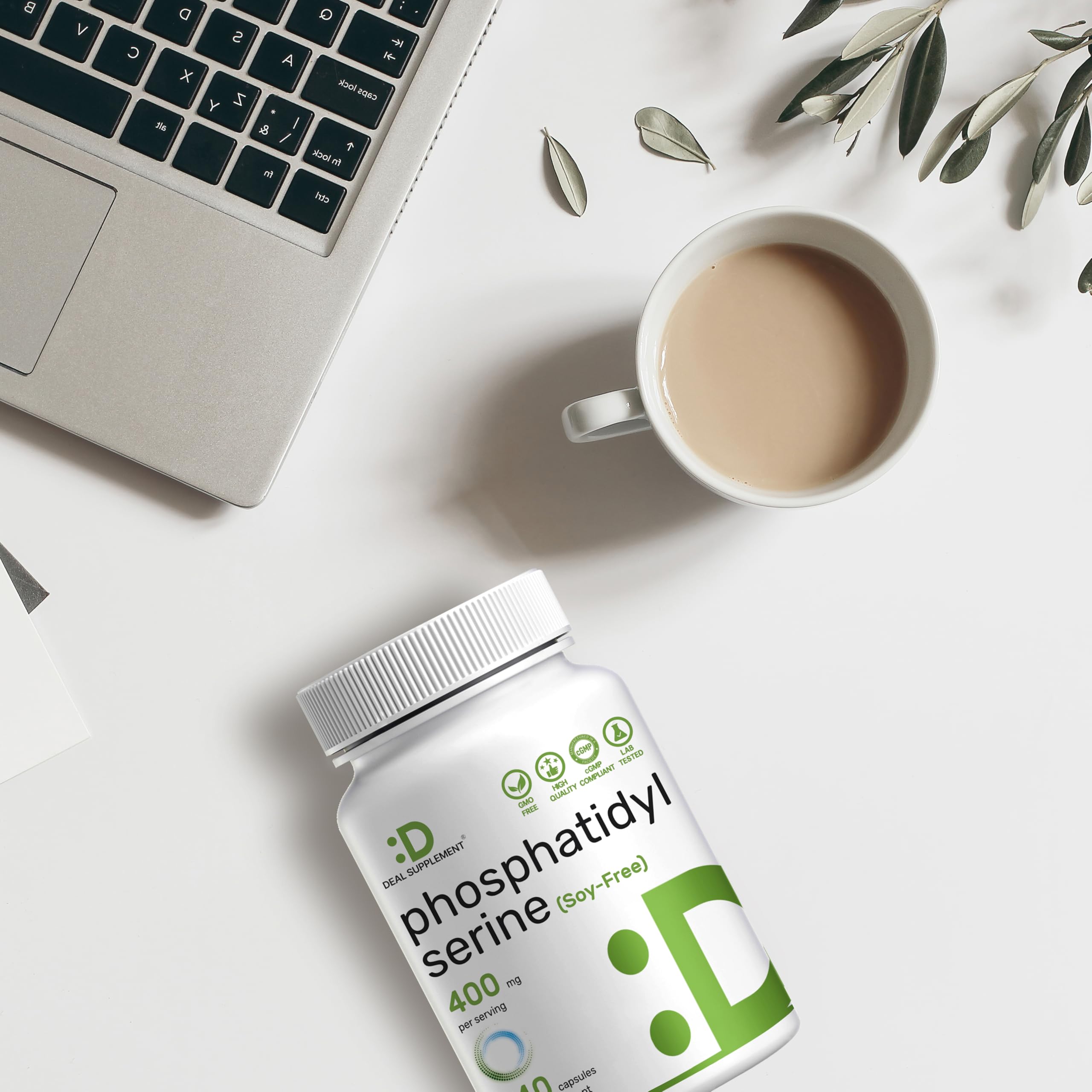 Phosphatidylserine Supplement, 400mg Serving, 240 Capsules – Soy Free Sunflower Lecithin Source