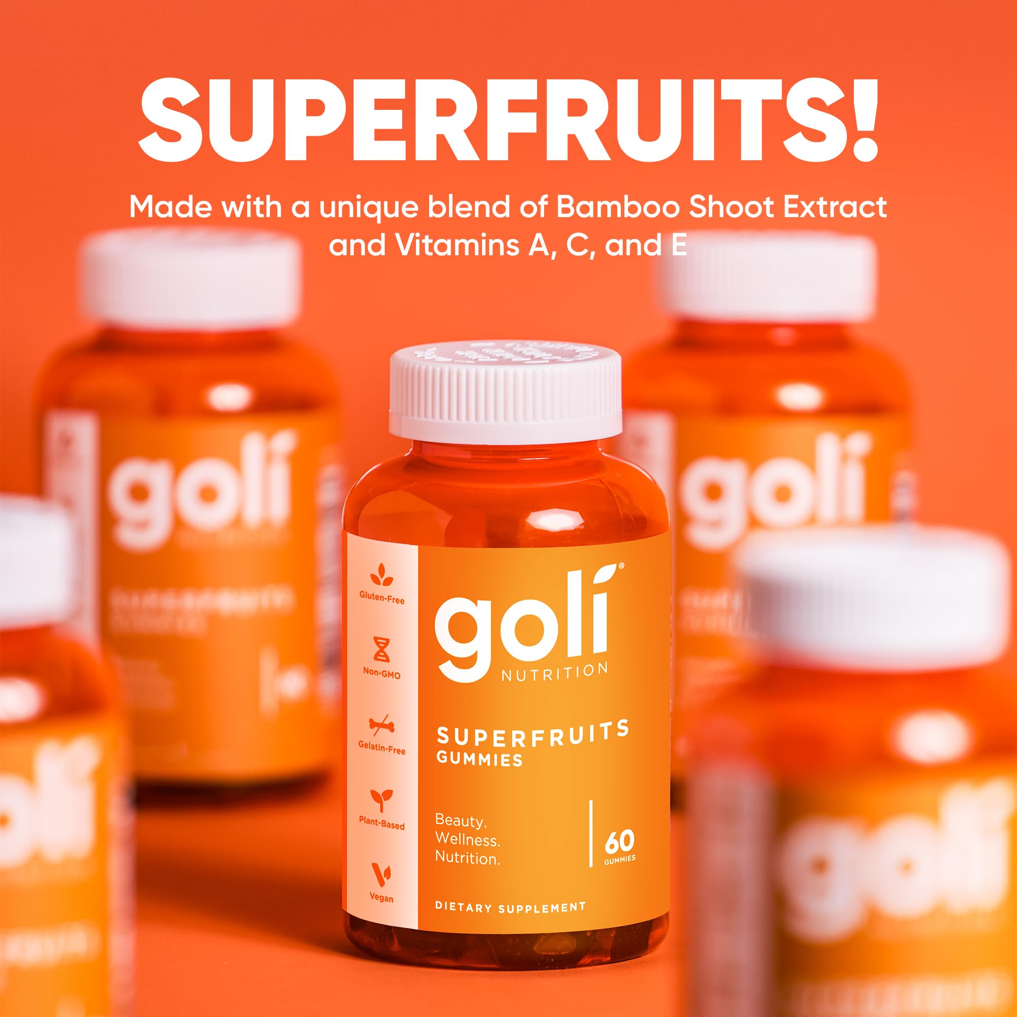 Goli Nutritional Supplement, SuperFruits Beauty Gummy Vitamin - 120 Count - Collagen-Promoting Ingredients - Mixed Fruit, Vegan, Plant-Based, Non-GMO, Gluten & Gelatin Free