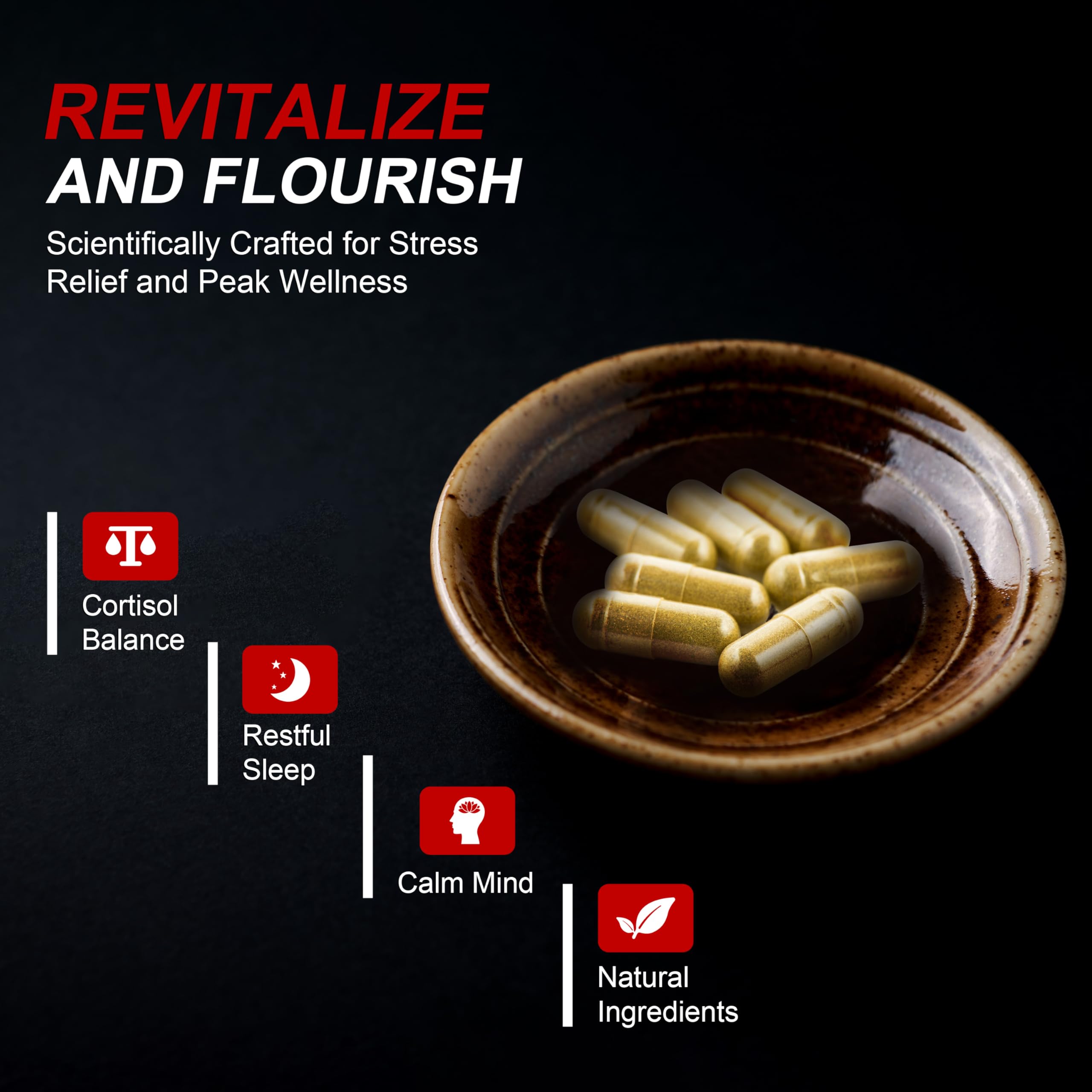 DLNIA Super Calm Cortisol Supplement with Magnesium Glycinate, Ashwagandha KSM-66, L-Theanine, Phosphatidylserine, Ginkgo Biloba & Lions Mane for Calm, Focus, Mental Clarity, Relaxation, Sleep, Energy