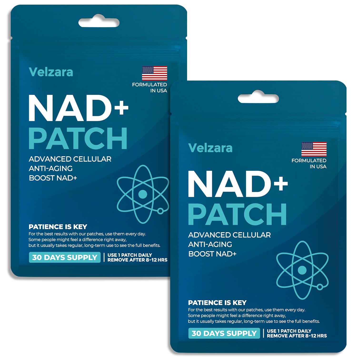 Velzara NAD+ Patches Comfortable All-Day Wear Vegan, Water-Resistant 60 Patches