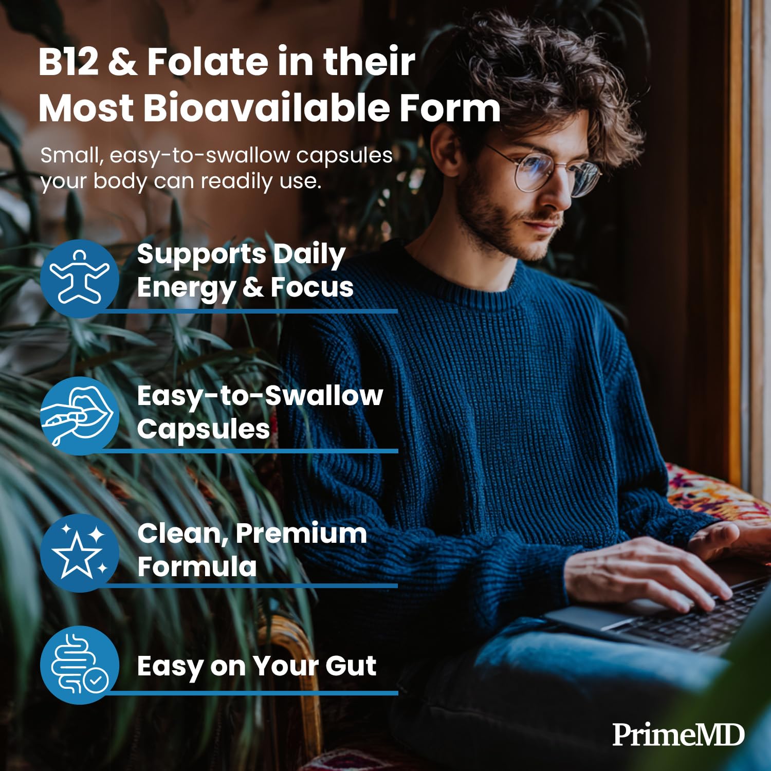 Methylated B Complex with Methylfolate and B12 Methylcobalamin 1000 mcg - Methylated Multivitamin for Energy, Brain Function, and Wellness - Vitamin B Complex for Men & Women (90 Servings) (Pack of 1)