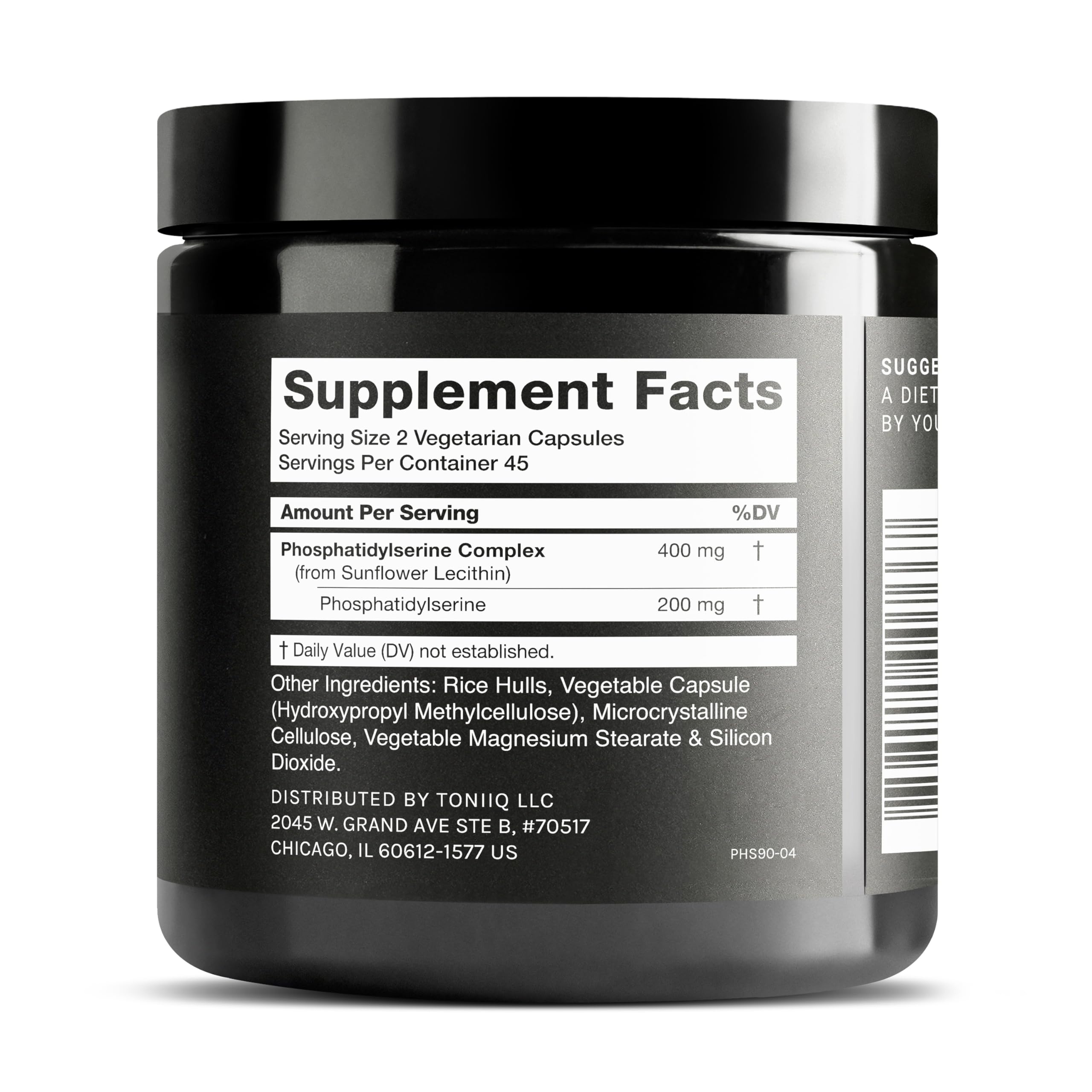 Toniiq Phosphatidylserine - 400mg Formula - World’s First 50% Purity - Highest Purity in The US - Soy Free Phosphatidylserine Supplement - 90 Veggie Capsules