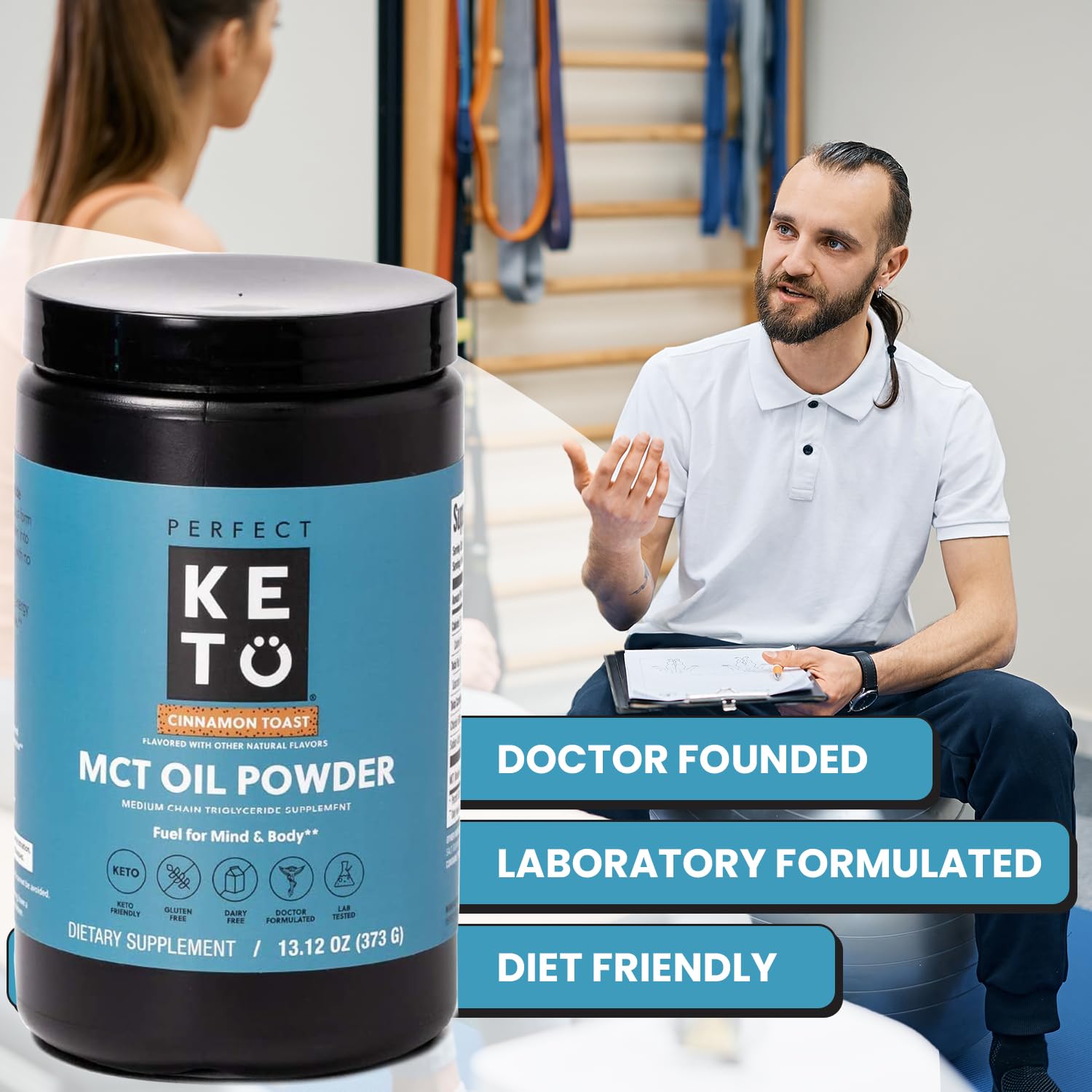 Perfect Keto 7g MCT Oil Powder, Medium Chain Triglycerides Supplement, Non Dairy Coffee Creamer for Keto Diet, Ketogenic MCT Oil Mix for Coffee, Smoothie, Protein Shakes and Tea, Vanilla, 30 Servings