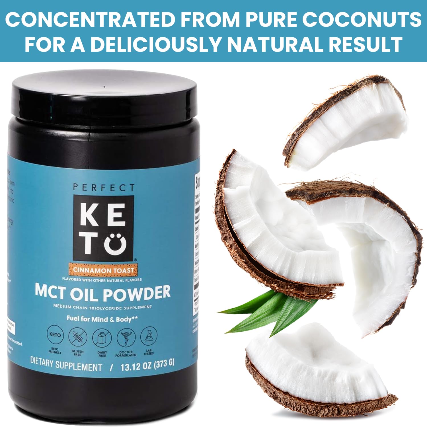 Perfect Keto 7g MCT Oil Powder, Medium Chain Triglycerides Supplement, Non Dairy Coffee Creamer for Keto Diet, Ketogenic MCT Oil Mix for Coffee, Smoothie, Protein Shakes and Tea, Vanilla, 30 Servings