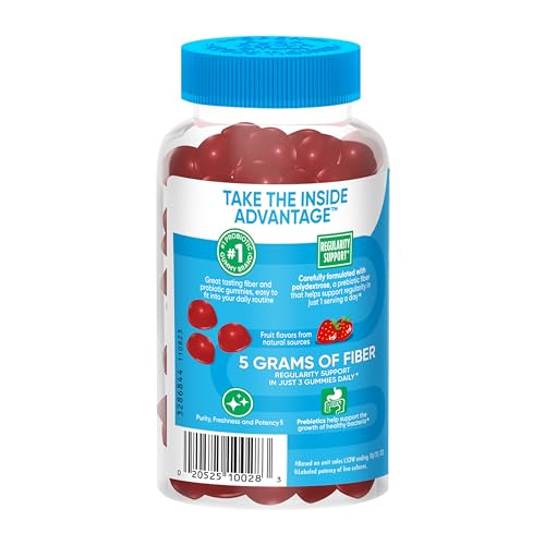 Digestive Advantage Prebiotic Fiber Gummies + Probiotics for Gut Health, 5g Prebiotic Fiber Plus 1 Billion CFU Probiotic, Supports Digestive Health & Regularity, (60ct Bottle) Strawberry Flavor*