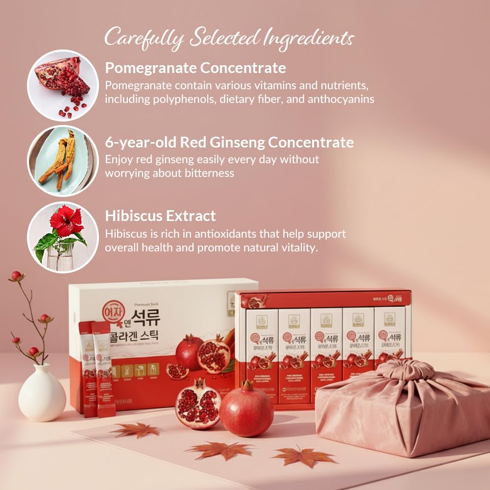 Korean Beauty Baekje Geumsan Women's Pomegranate Collagen Jelly Stick 5.1oz / 30 Count (5 Pack)