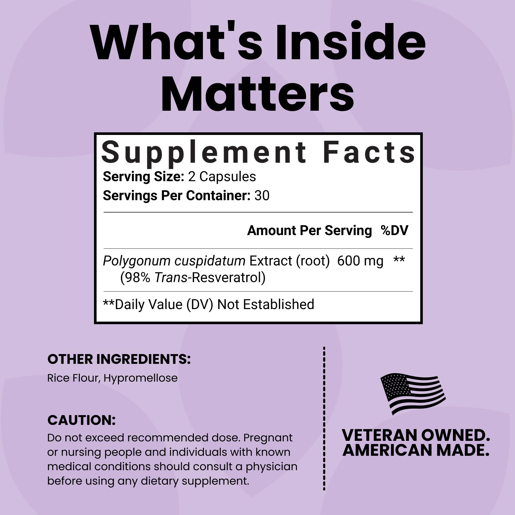 Luma Nutrition High Purity Resveratrol Supplement - 98% Trans-Resveratrol - Antioxidant - Resveratrol Capsules - Vegan & Gluten-Free - 60 Capsules