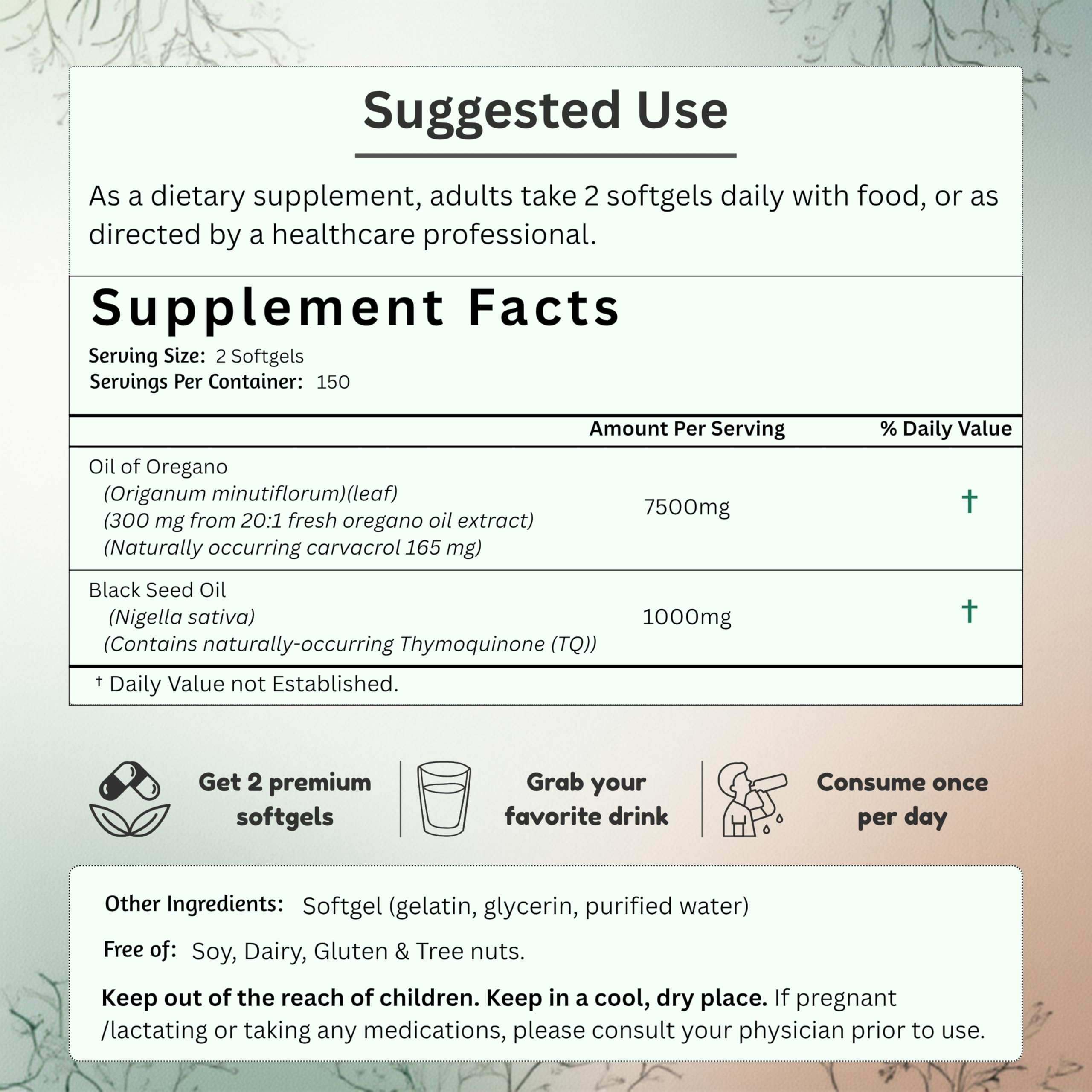 NutraVora Oil of Oregano with Black Seed Oil Capsules – Dietary Supplement for Immune & Respiratory Wellness Support – with Carvacrol & Thymoquinone – Non-GMO, Gluten-Free – 300 Softgels