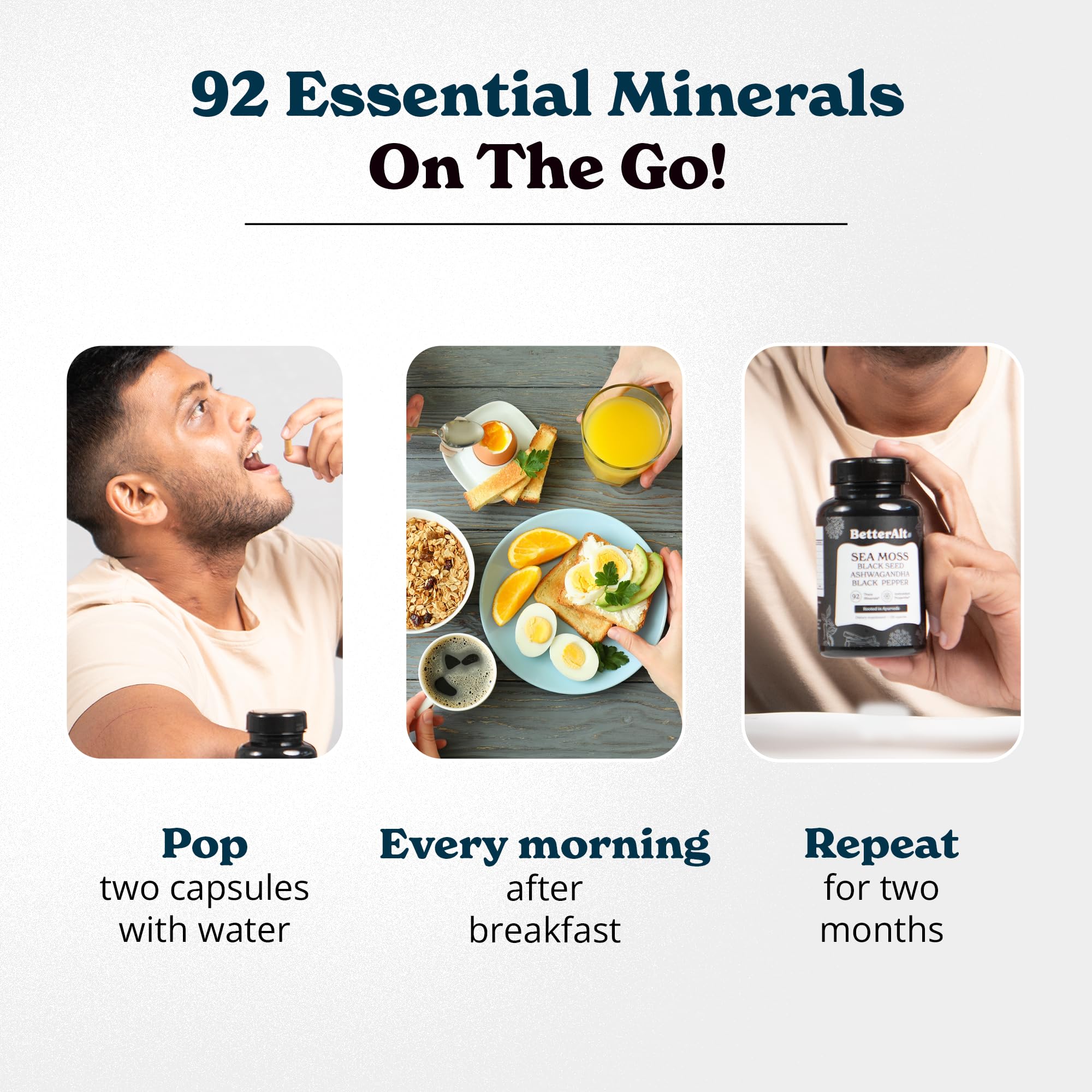 3000mg Iris Sea Moss, 2000mg Black Seed Oil, 1000mg Ashwagandha, 1000mg Burdrock Root, 1000 mg Bladderwrack with Black Pepper & Vitamin C | Vitality & Energy Support | All-in-one supplement | 120 Caps