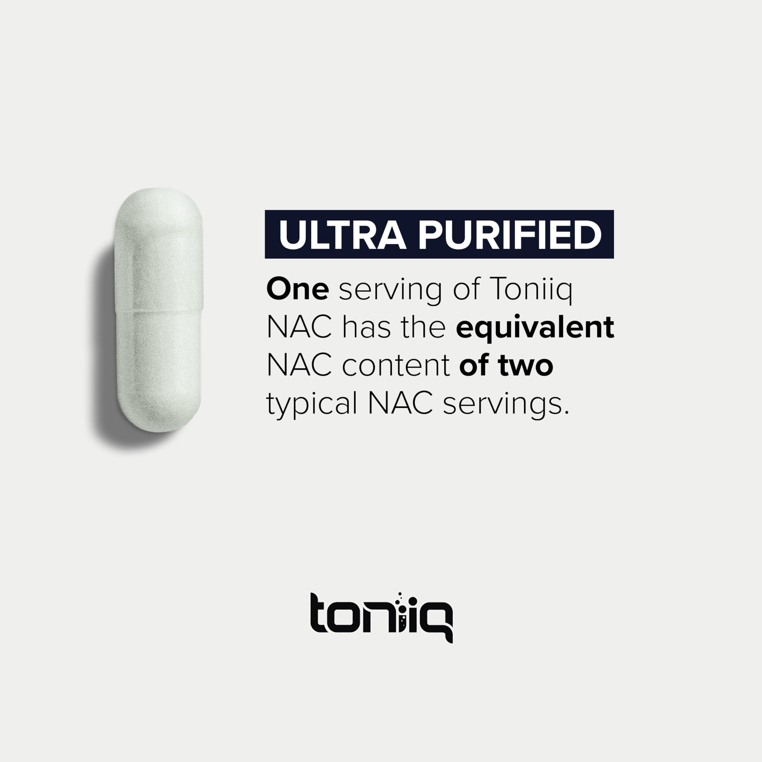 Toniiq 1300mg NAC - 4 Month Supply - Min. 98%+ Tested Purity - Ultra High Strength Bioavailable NAC Cysteine Supplement - 240 Vegetarian N Acetyl Cysteine Capsules -Lab Tested TQ