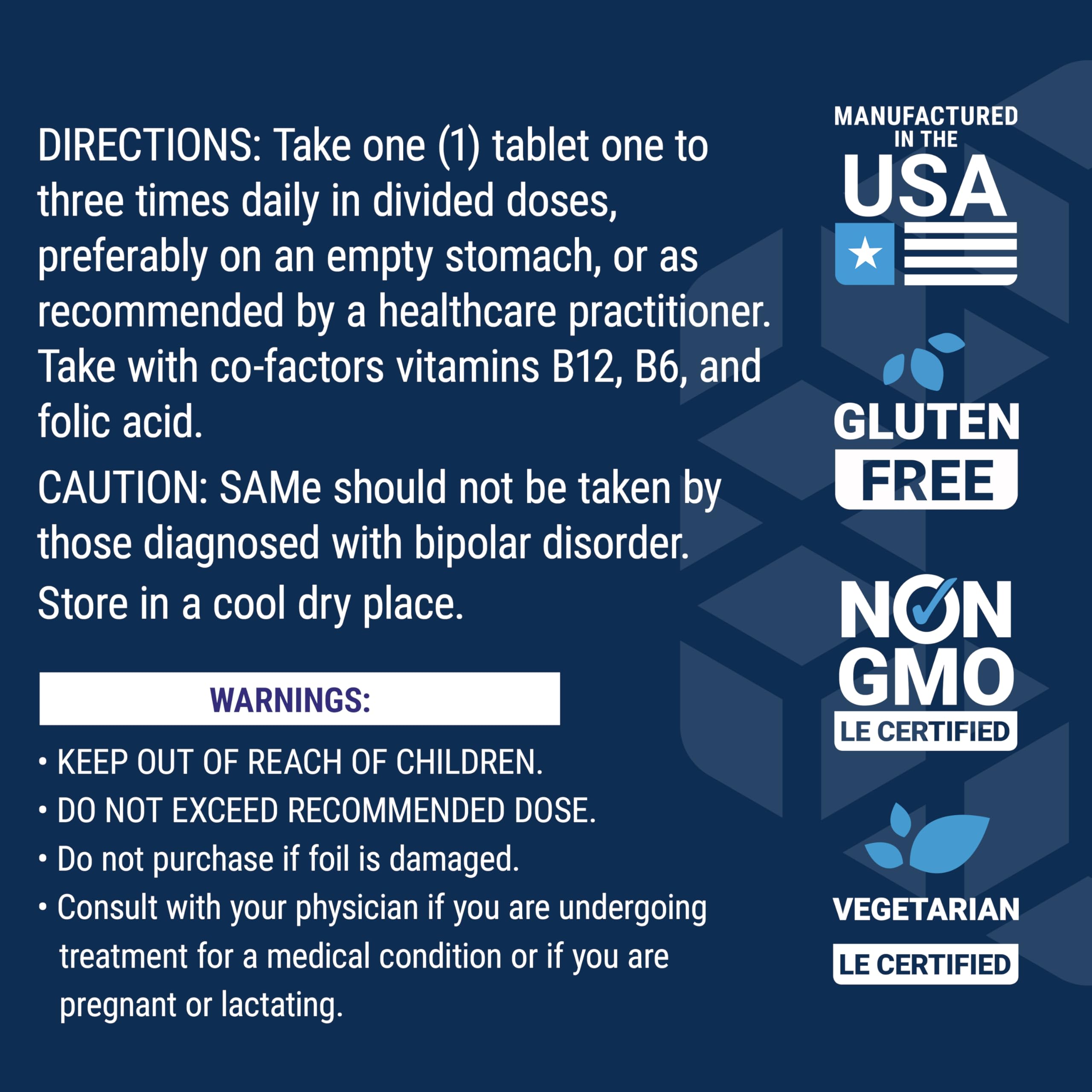 Life Extension Same, S-Adenosyl-Methionine, 400 mg, Best-Selling Mood Health, Liver Health and Joint Support Supplement, Non-GMO, Vegetarian, Gluten Free, 60 enteric-Coated Tablets