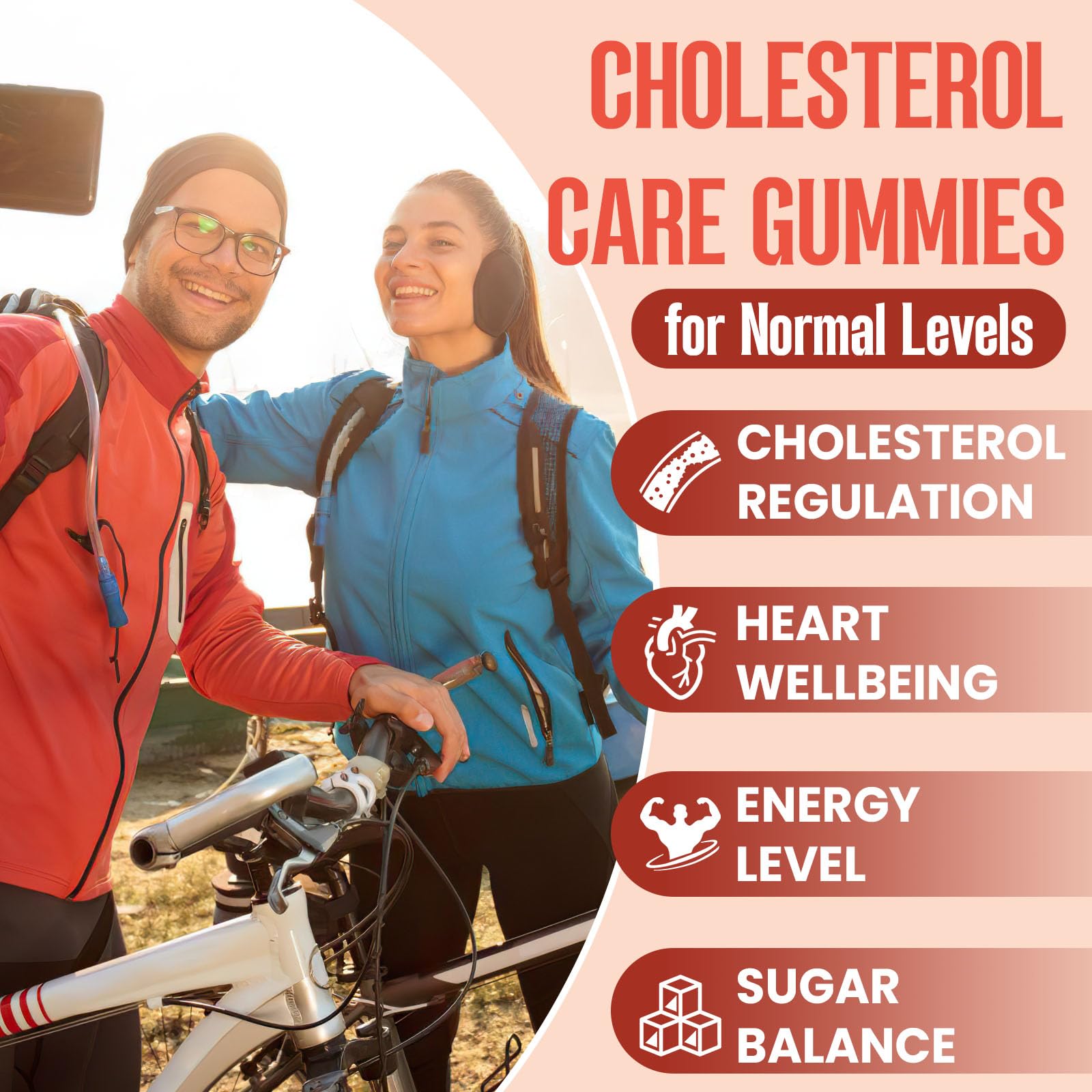 Cholesterol Supplement with Plant Sterols & Stanols, Guggul, Bergamot Orange Extract, Red Yeast Rice, Plant Sterols Complex Gummies, Mixed Berry Flavor, 60 Counts