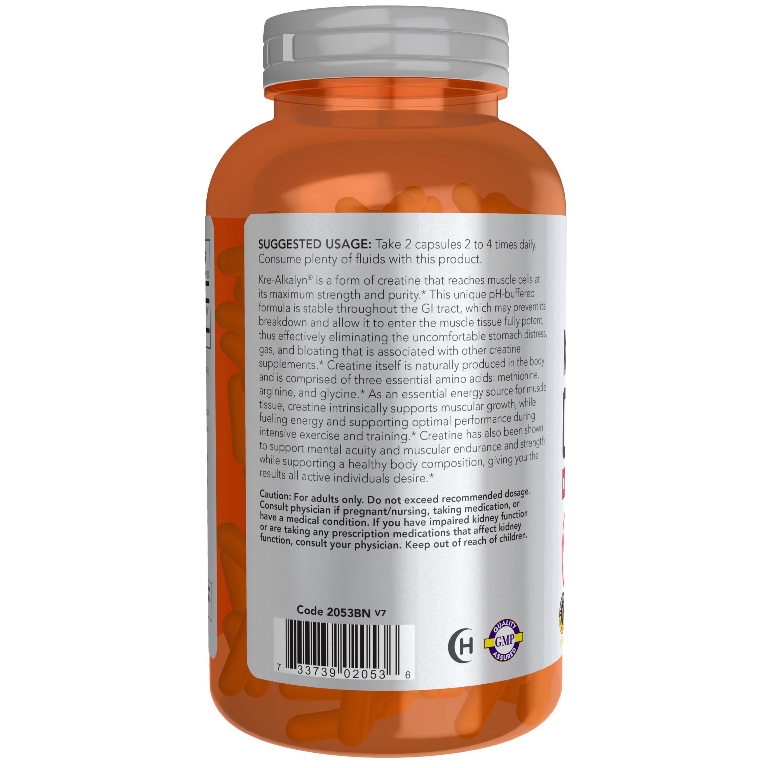 NOW Foods Sports Nutrition, Kre-Alkalyn Creatine 750 mg, Mass Building*/Energy Production*, 240 Veg Capsules