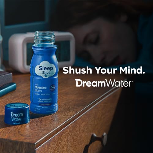 Dream Water Sleep Shots (24 Count) Sleep Aids for Adults - 5mg Melatonin, GABA, 5-HTP - Natural Snoozeberry Flavor (Blue Raspberry) - Liquid Melatonin Supplement - Zero Sugar & Gluten Free - 2.5 oz