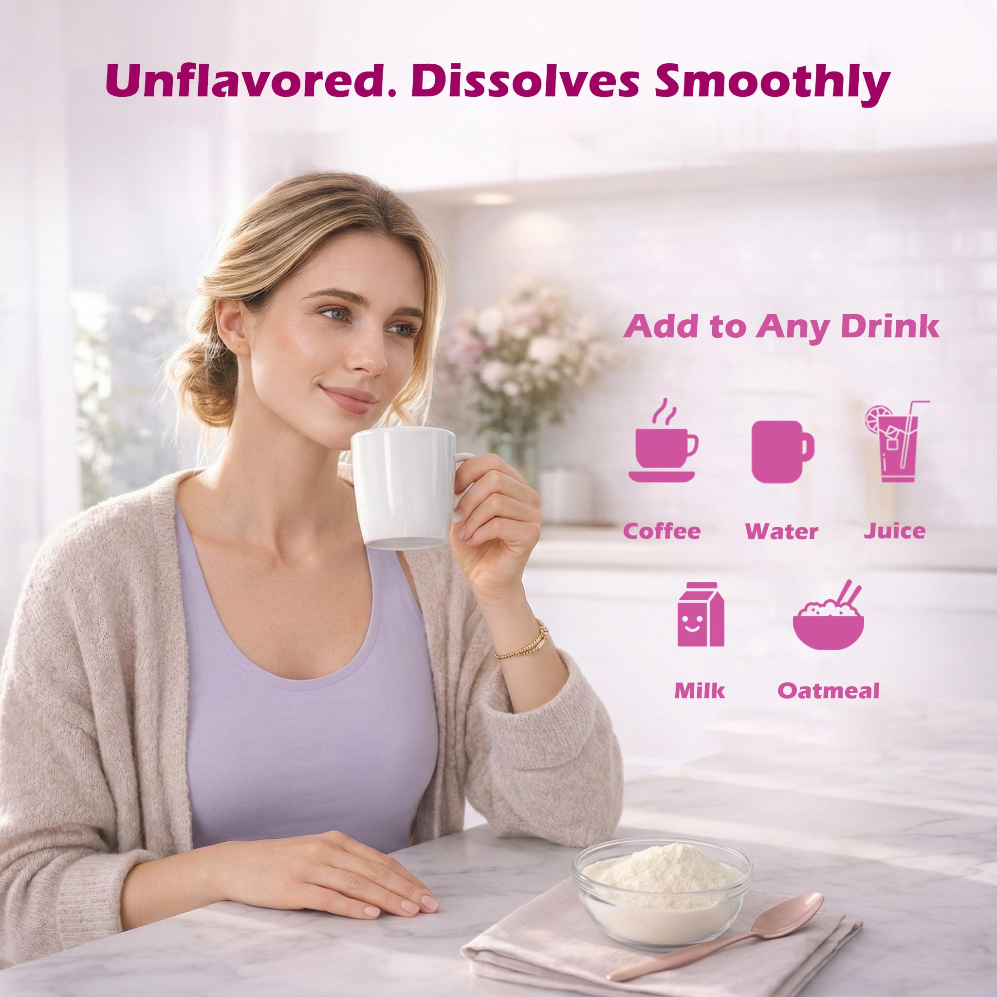 Mclovefy Multi Collagen Peptides Powder, 16 Oz (41 Servings) - Protein Supplement, Type I, II, III, V, X with Hyaluronic Acid, Vitamin C and Biotin, Unflavored, Easily Mixes in Drinks