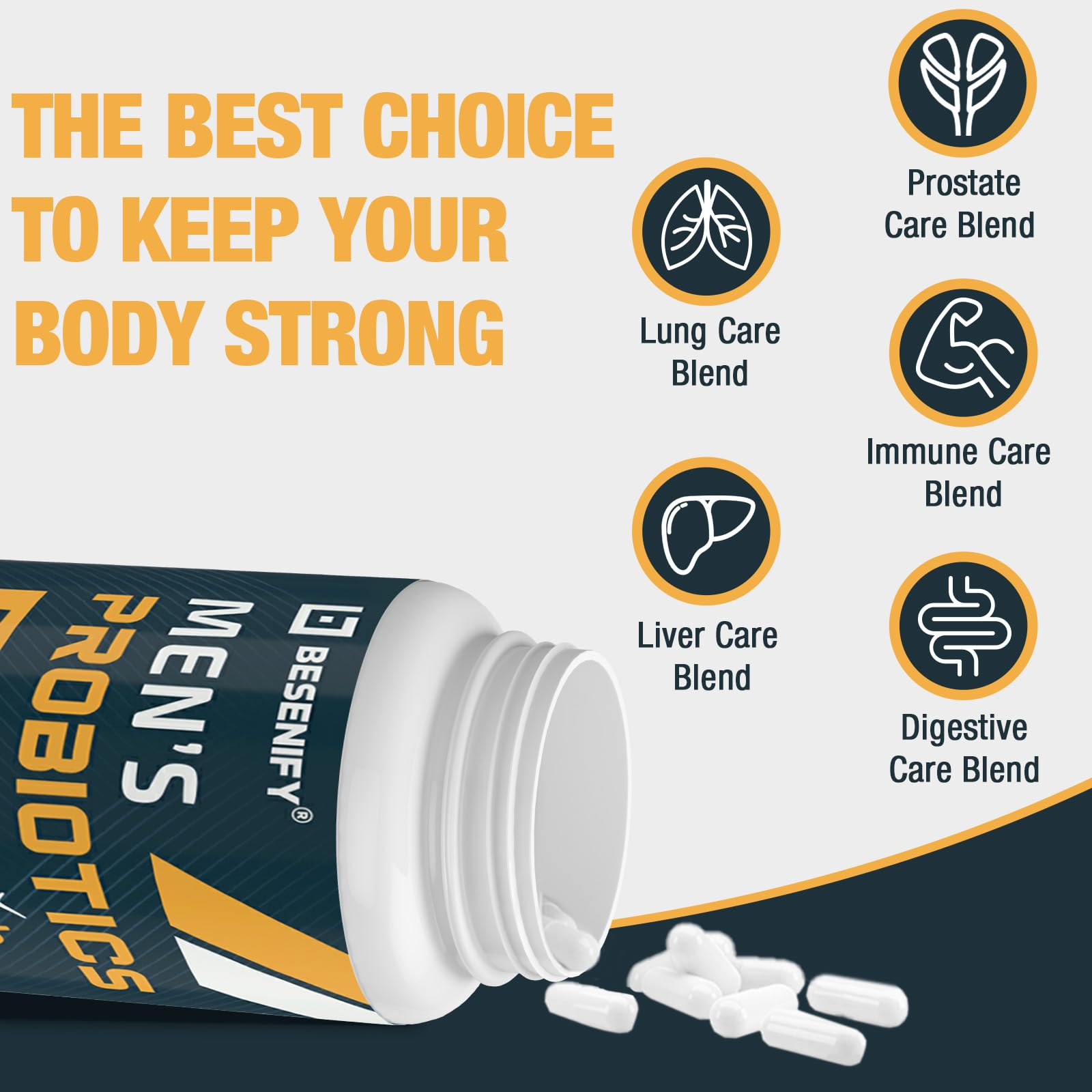 Probiotics for Men, 500 Billion CFUs & 12 Strains, Men's Probiotic with Turmeric, Cranberry, Goji - Probiotics for Digestive Health, Immune, Stomach, Bloating & Gut Health for Men, 60 Pro Biotics Caps