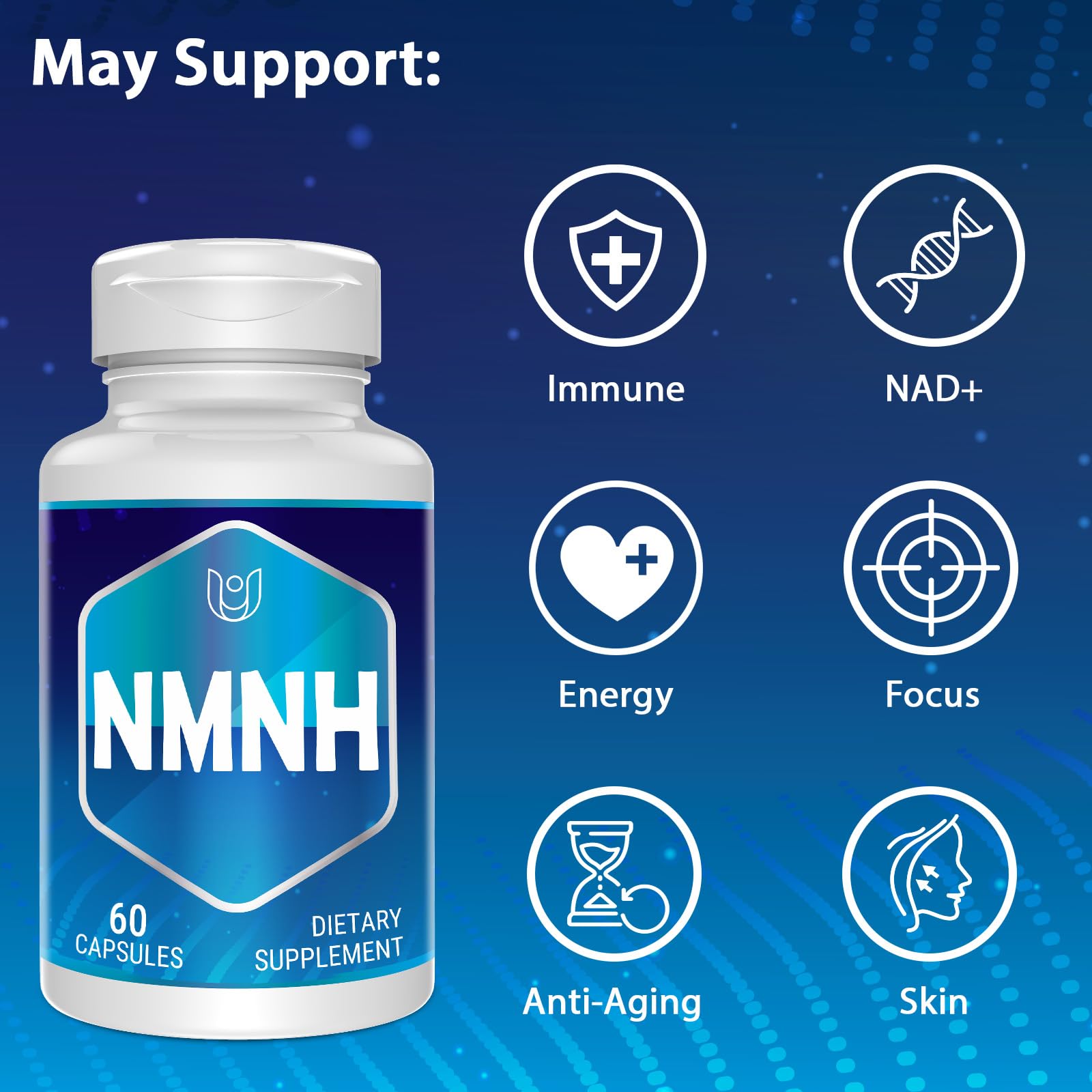 NMNH (Dihydronicotinamide Mononucleotide), NAD Supplement to Boost NAD+ Levels as We Age (May Be More Effective Than Nicotinamide Riboside), NMNH Supplement for Anti-Aging, 60 Capsules (60 Servings)