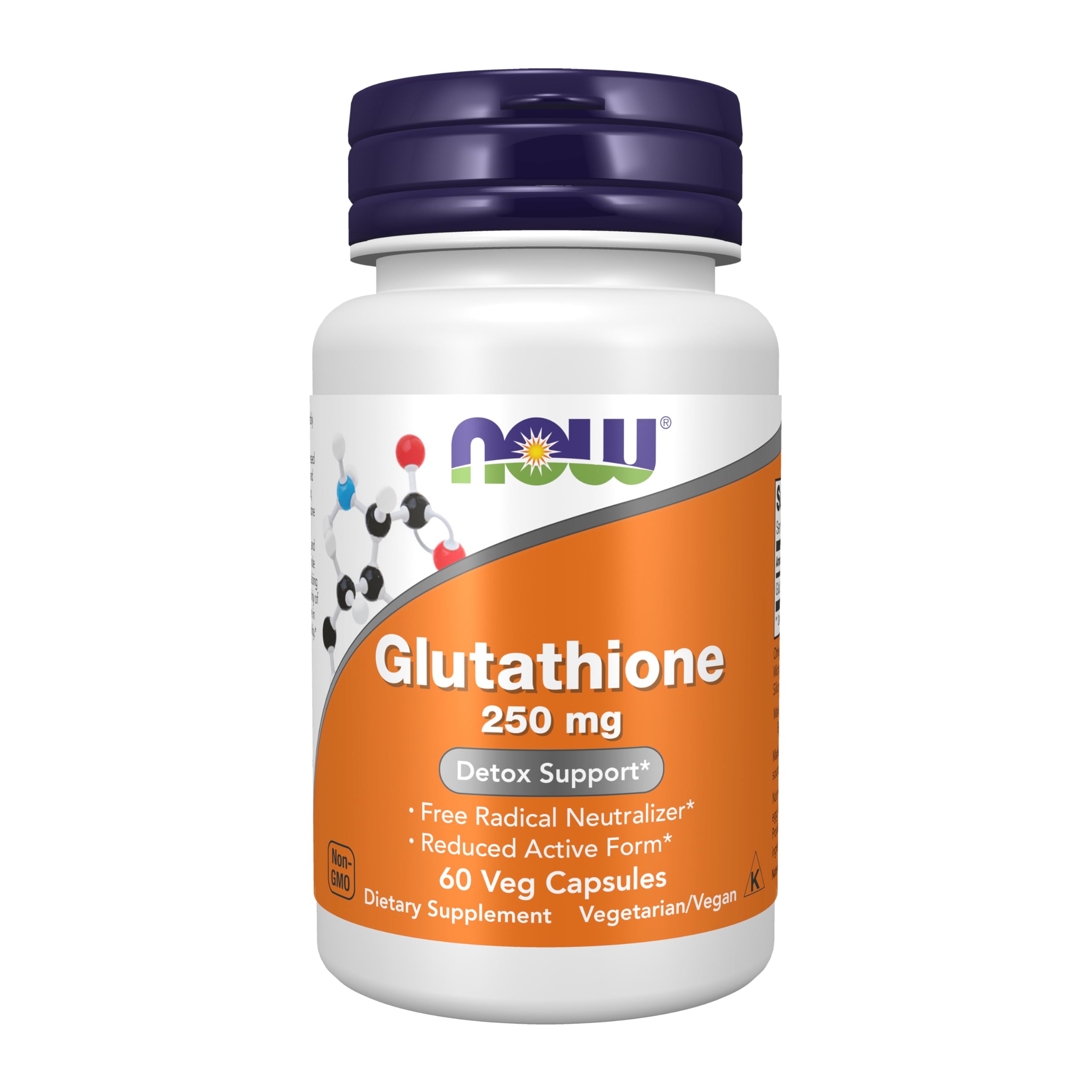 NOW Foods Supplements, Glutathione 250 mg, Detoxification Support*, Free Radical Neutralizer*, 60 Veg Capsules