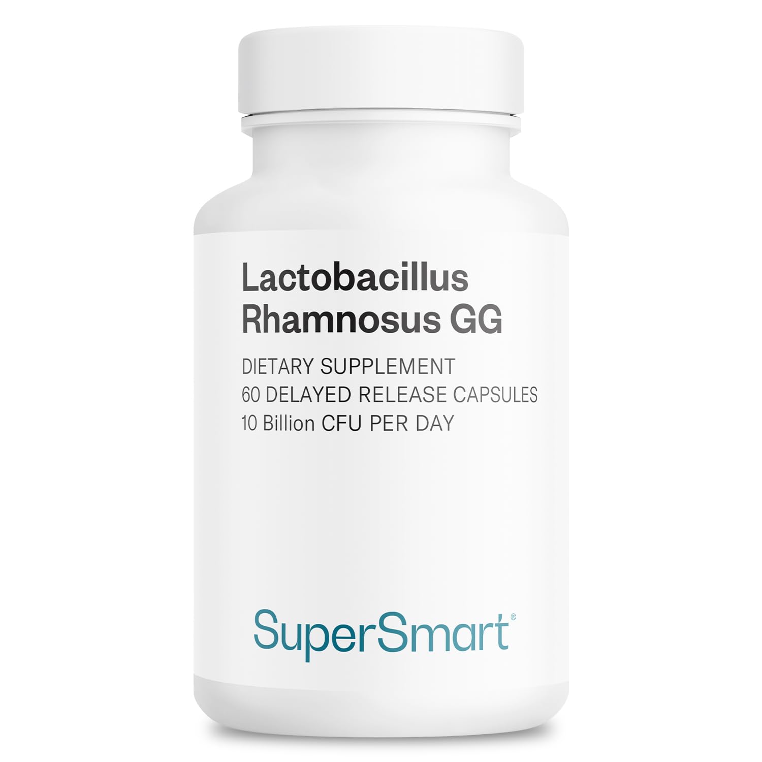Supersmart Lactobacillus Rhamnosus GG 10 Billion CFU per Day (LGG Probiotic with Inulin) - L. Rhamnosus Supplement | Non-GMO & Gluten Free - 60 DR Capsules