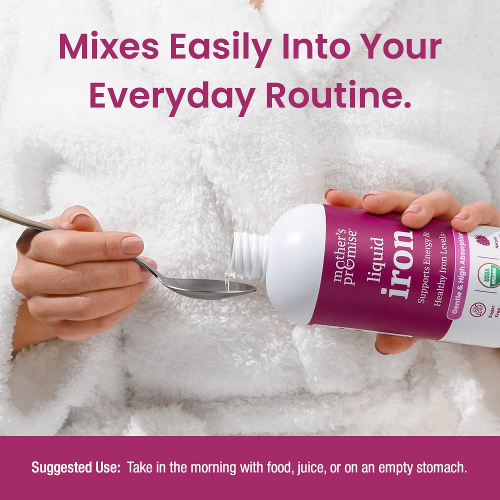 Organic Liquid Iron Supplement for Women, Men & Kids with Vitamin C | Sugar Free Natural Berry Flavor Non Constipating Vegan Ferrochel® Iron Supplements for Healthy Blood, Prenatal & Postnatal