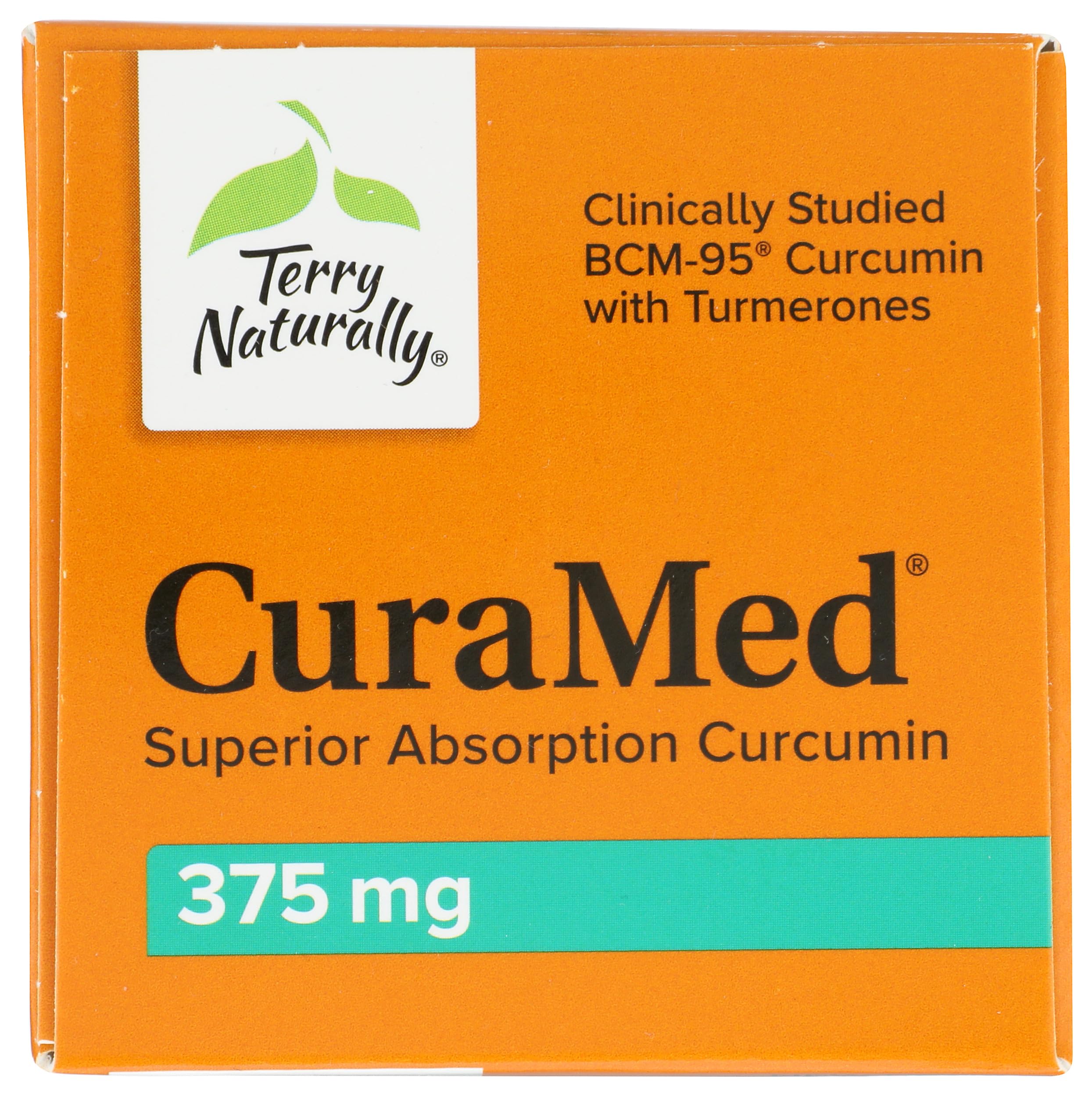 Terry Naturally CuraMed 375mg - Antioxidant Supplement for Brain & Immune Health Support - Dietary Supplement with Curcumin & Turmeric Essential Oil - Herbal Liver Support - 60 Softgels